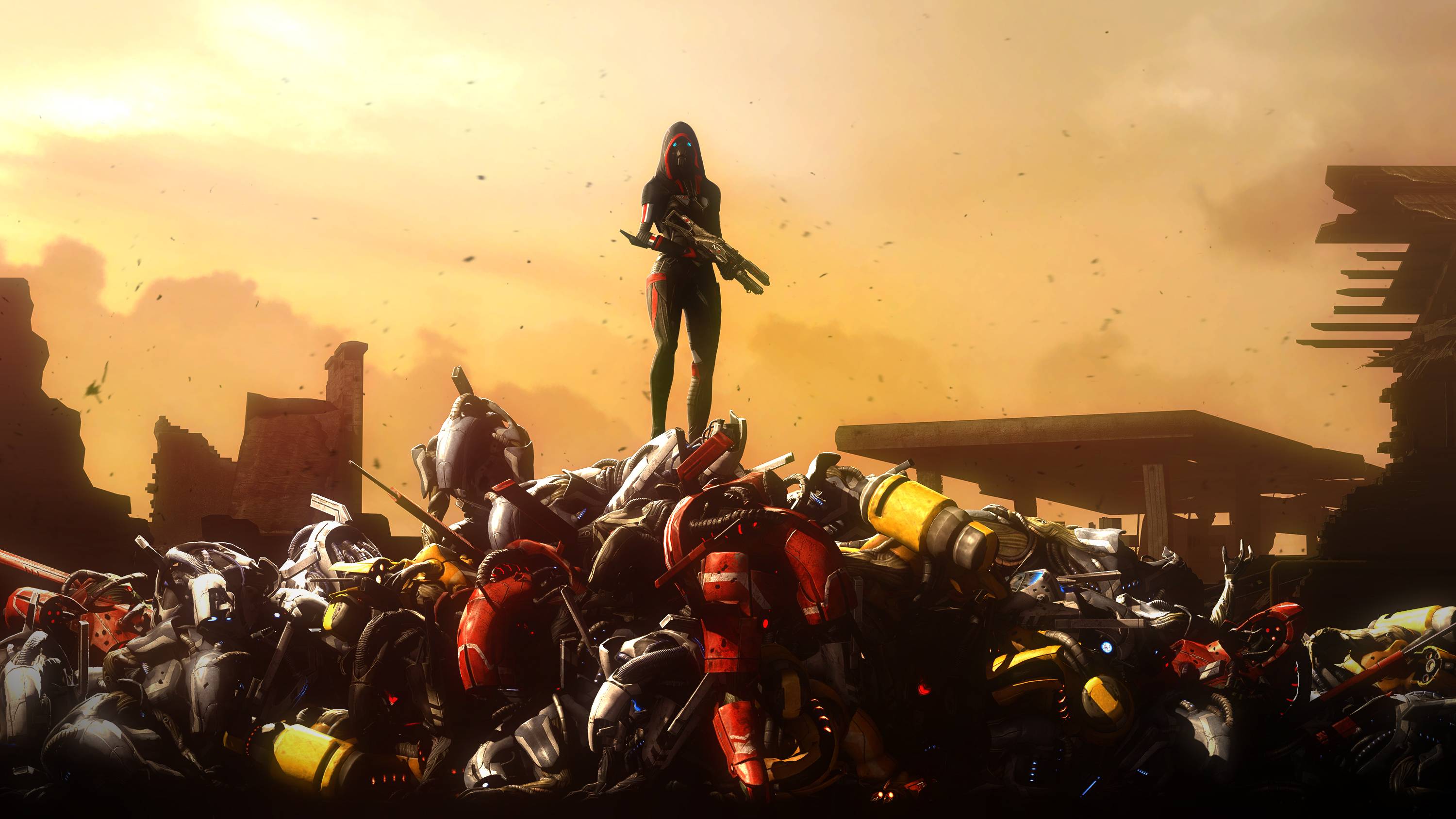 3000x1688 mass effect, soldier, robots Wallpaper, HD Games 4K Wallpaper, Image, Photo and Background