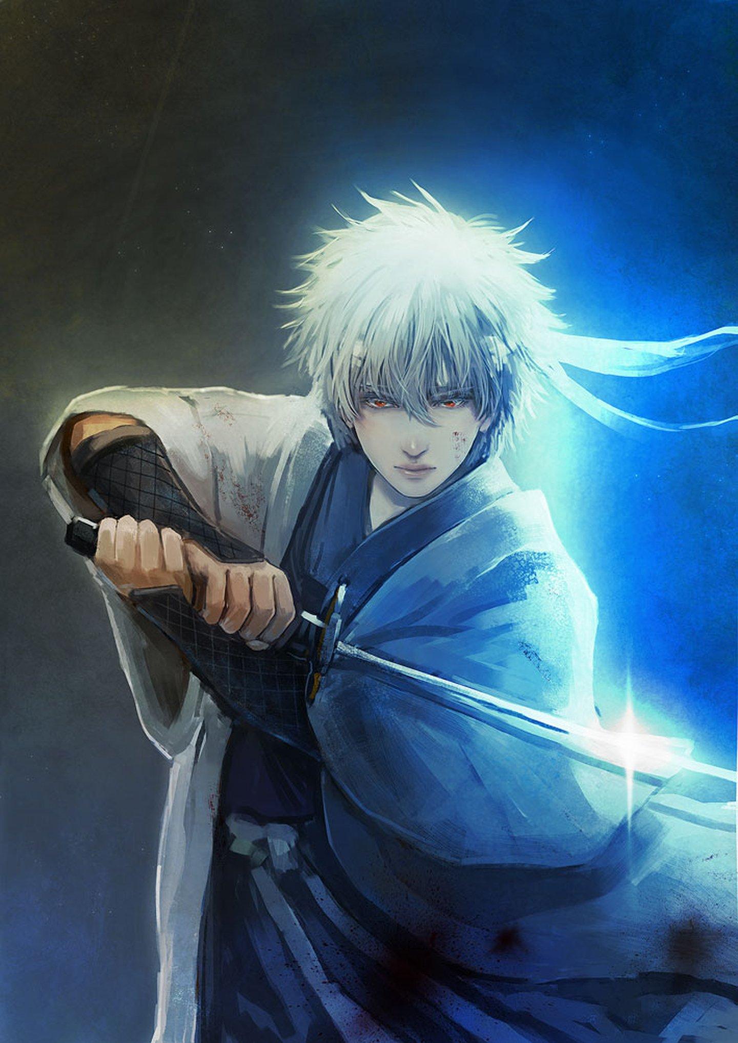 1440x2035 anime, Series, Gintama, Character, Sword, Male, Guy, Light Wallpaper HD / Desktop and Mobile Background