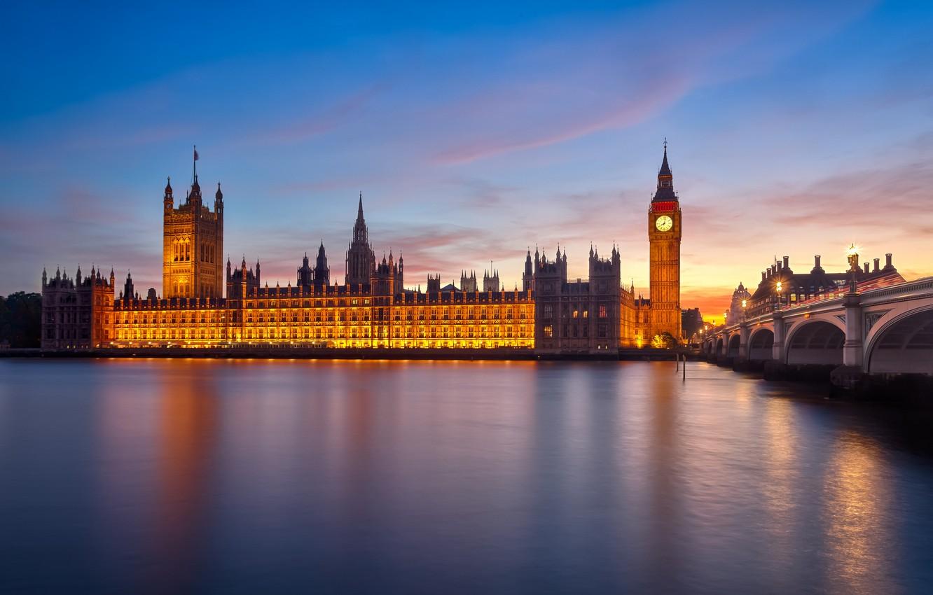 1332x850 Wallpaper bridge, the city, river, England, London, morning, UK, Thames, Big Ben, The Palace of Westminster, London, England, Big Ben, Whitehall, City Of Westminster image for desktop, section город