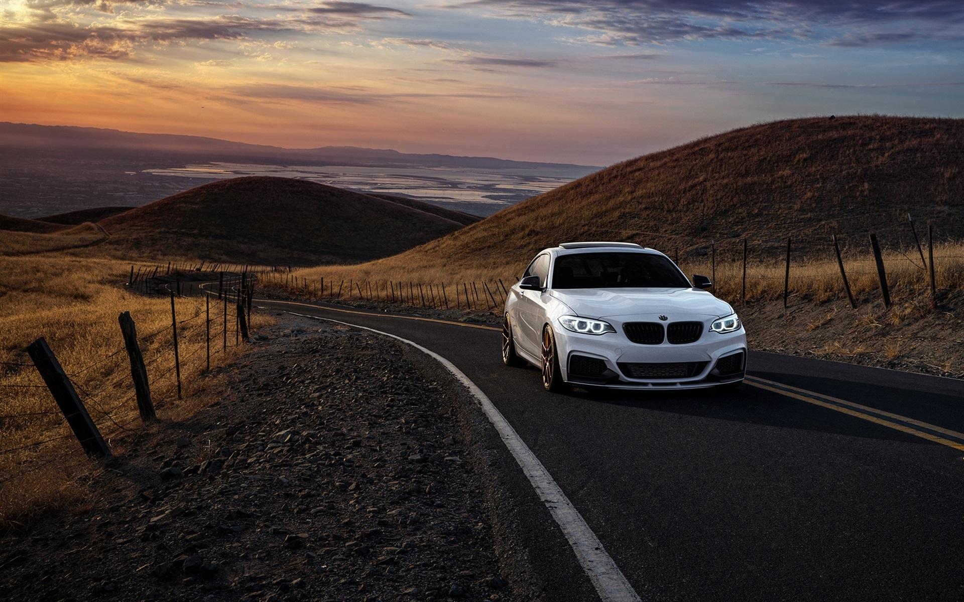 1920x1200 Wallpaper BMW M235i white car, road, hills 1920x1200 HD Picture, Image
