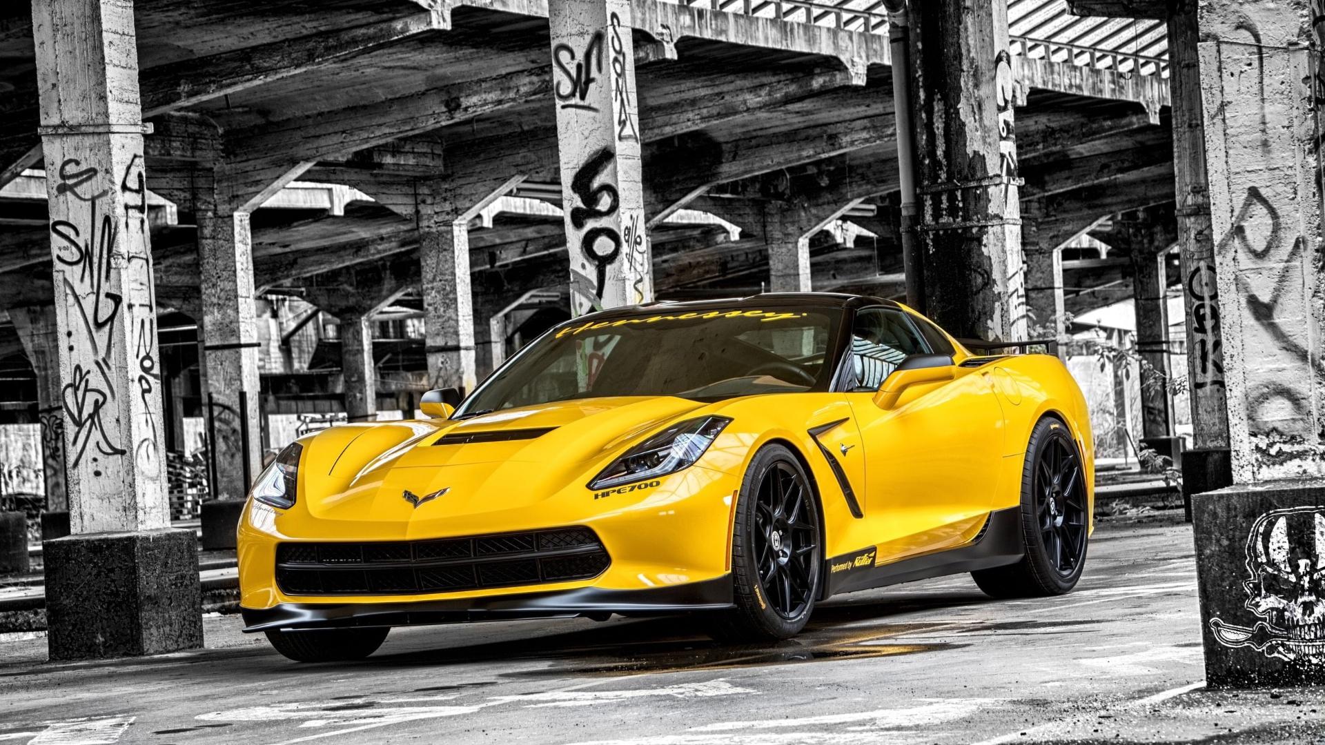 1920x1080 Yellow Corvette Wallpaper
