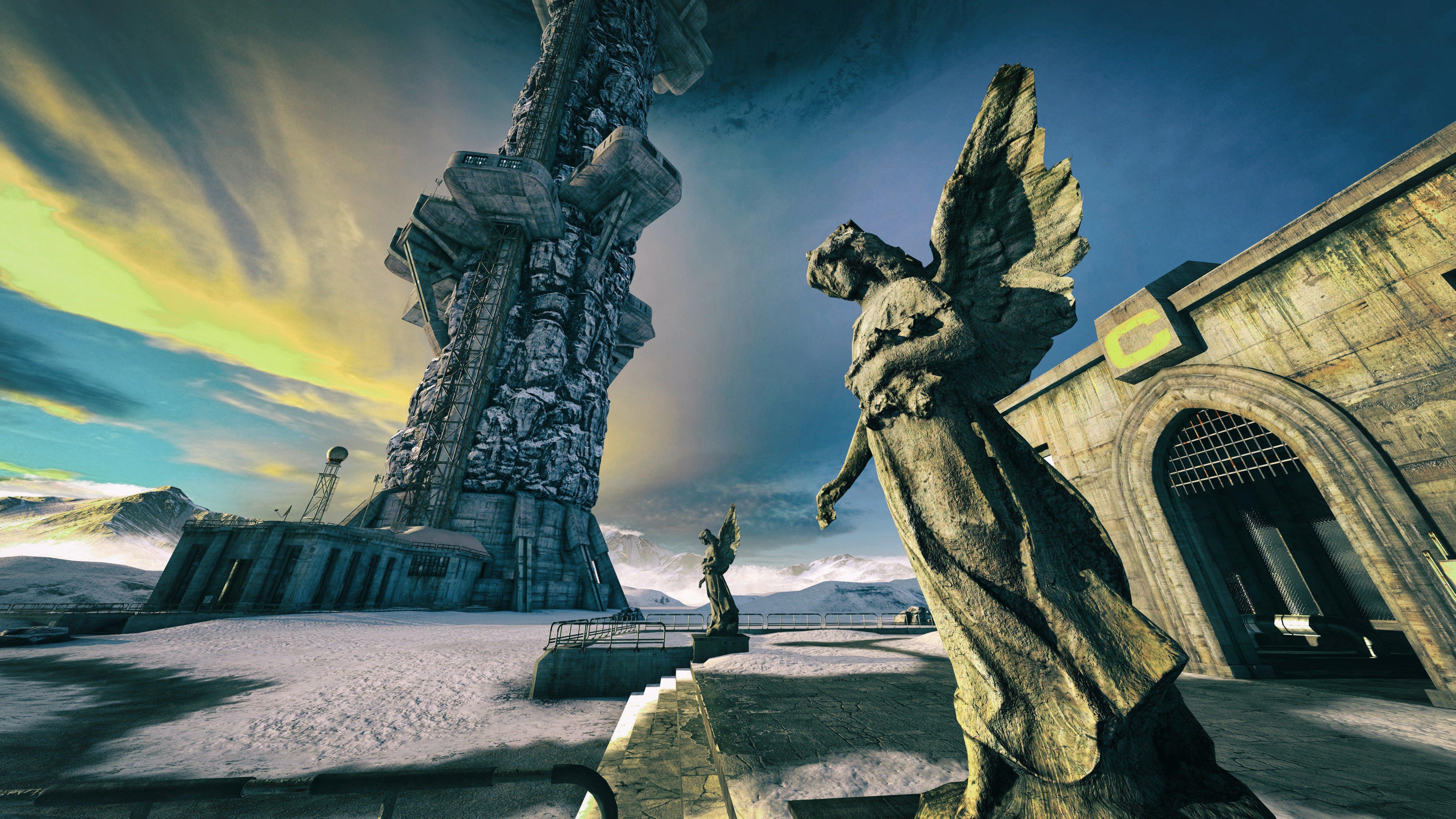 5120x2880 The Talos Principle, Screen shot, Video games, Statue, Angel, Tower Wallpaper HD / Desktop and Mobile Background