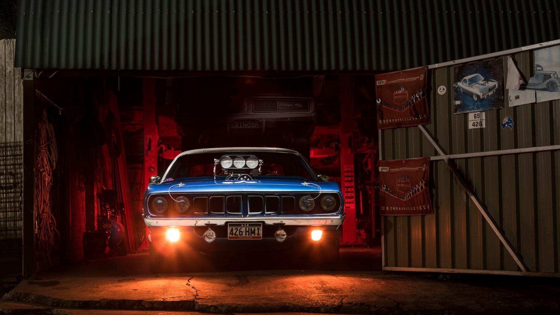1920x1080 Desktop Wallpaper Plymouth Barracuda, Classic, Muscle Car, Garage, HD Image, Picture, Background, 9b21db
