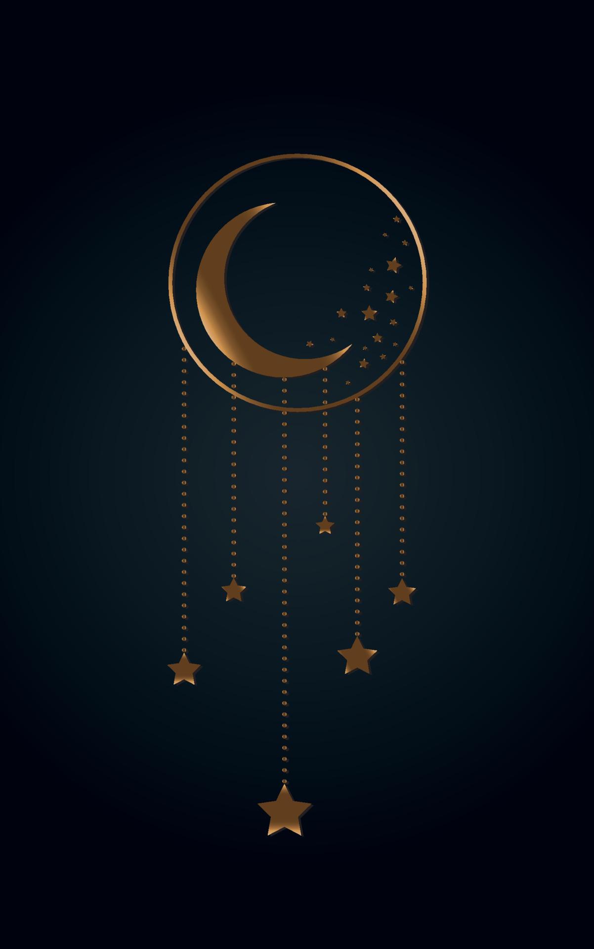 1202x1920 Moon and stars Icon, Boho Witch and Magic symbol. mystic art sign, gold luxury emblem. Vector illustration isolated on black background, Flat style for graphic and web design, logo, sticker, tattoo 5129654