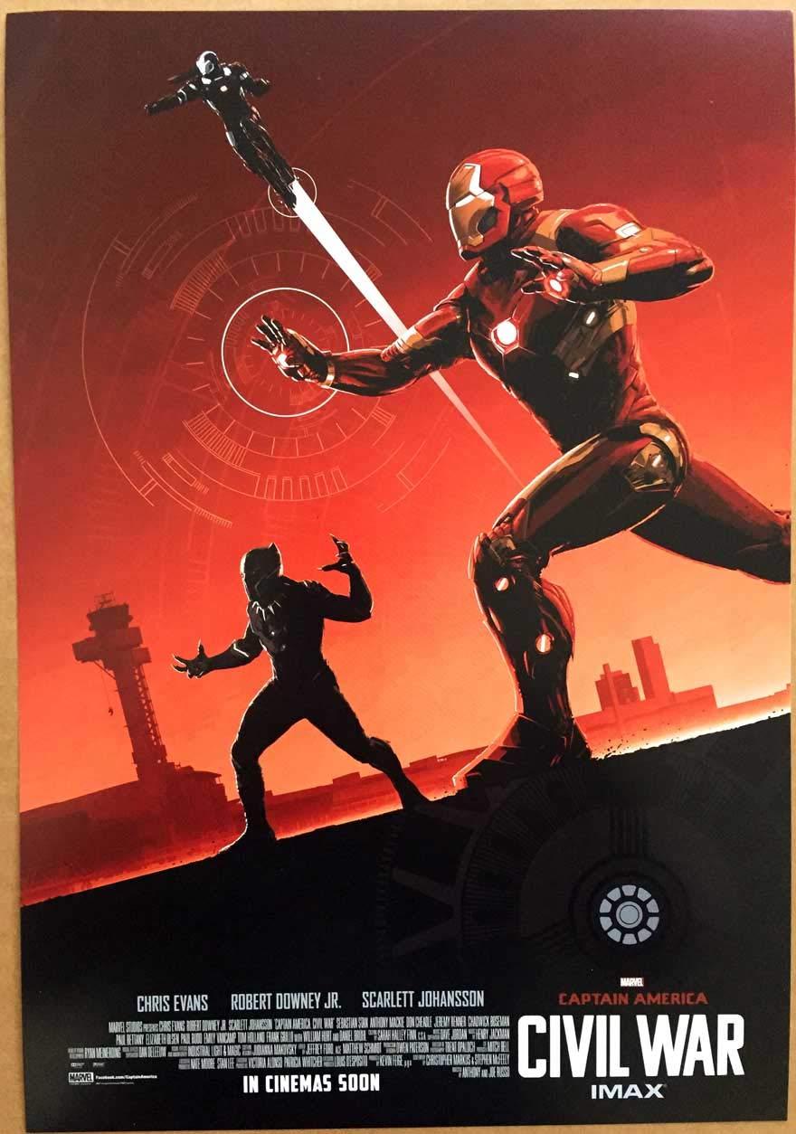 880x1254 CAPTAIN AMERICA CIVIL WAR MOVIE POSTER ORIGINAL Mini Sheet IRON MAN Version 9x13 MARVEL : Home & Kitchen