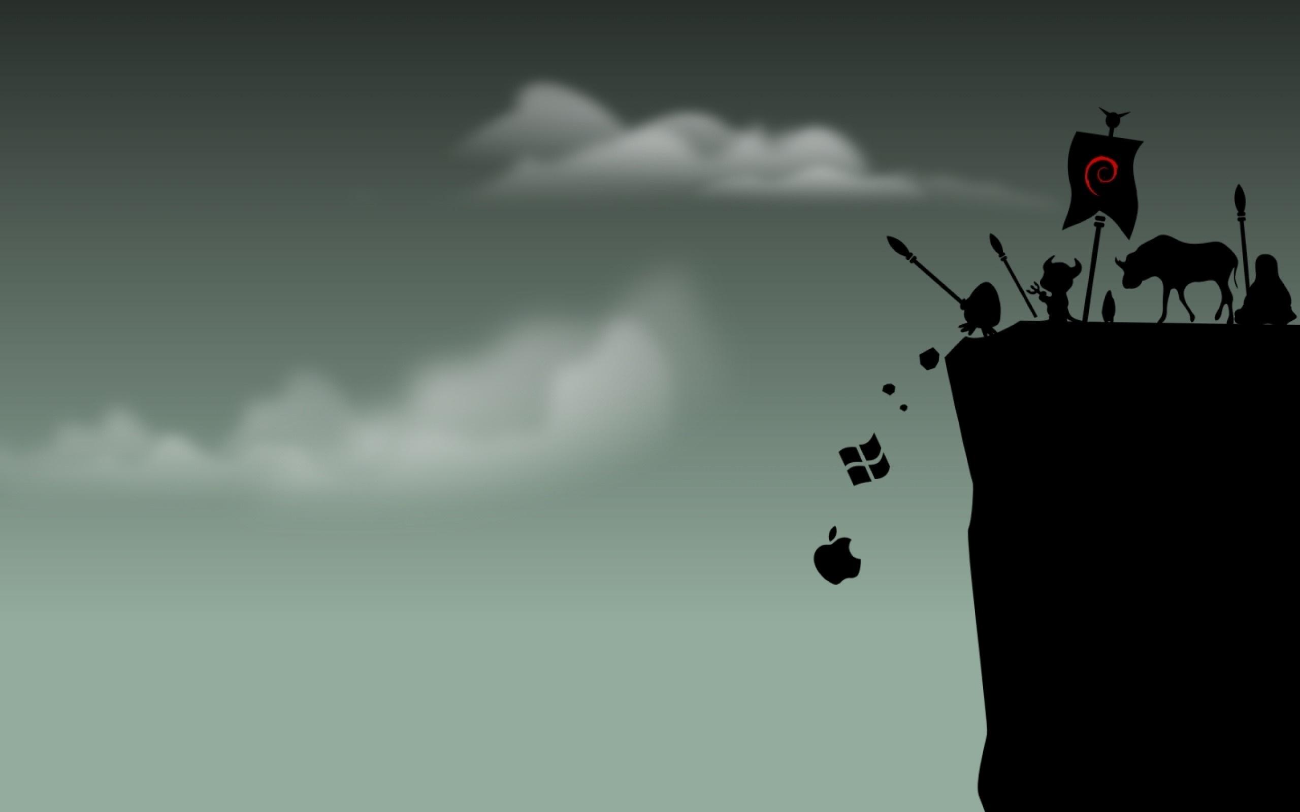 2560x1600 silhouette, logo, Linux, GNU, cloud, screenshot, computer wallpaper, atmosphere of earth Gallery HD Wallpaper