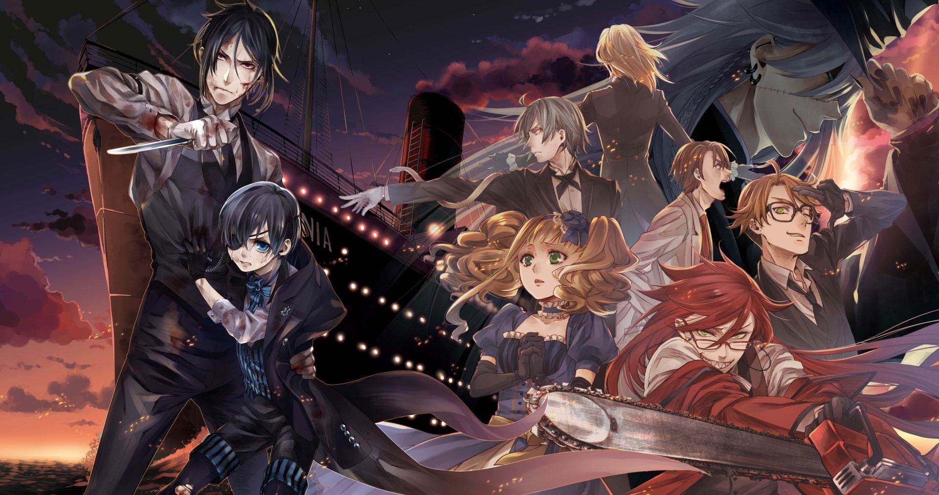 1920x1014 Black Butler Anime Characters Digital Wallpaper