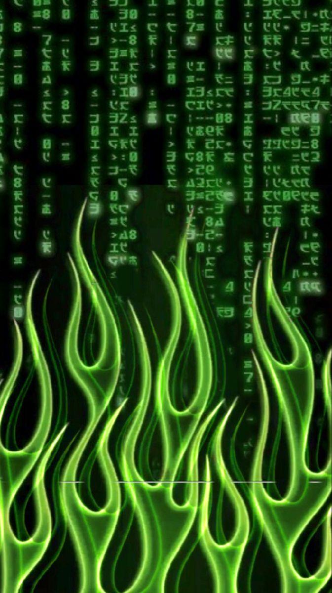 673x1200 Green flame code wallpaper. Green wallpaper phone, iPhone wallpaper video, Green wallpaper