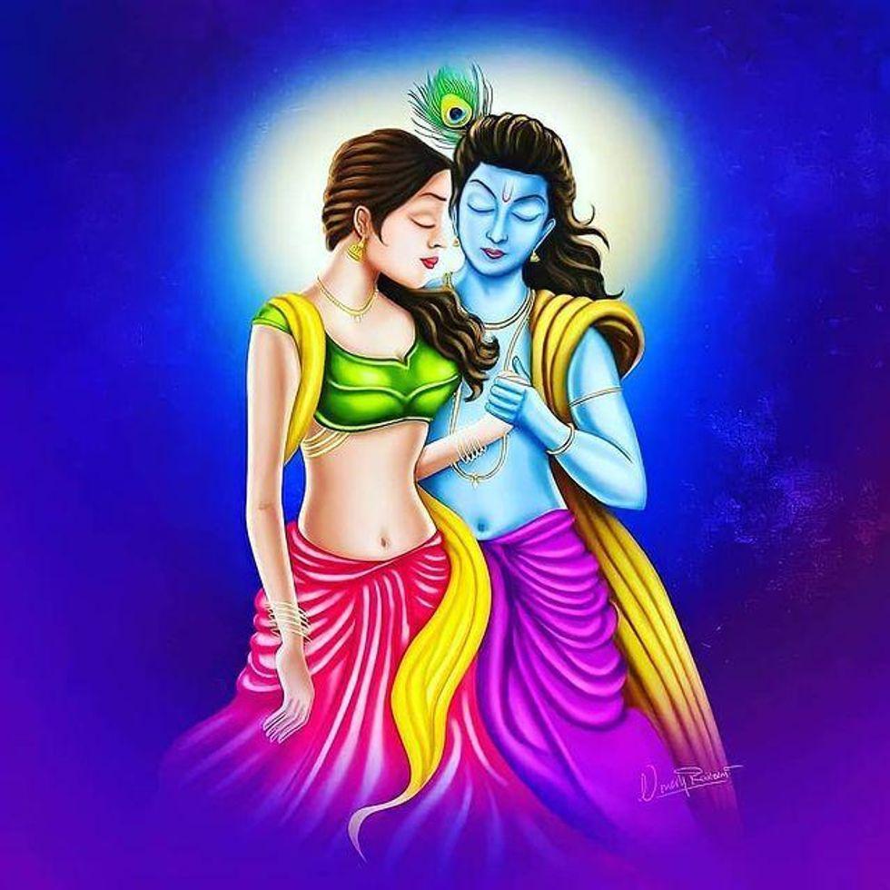 980x980 Love romantic Radha Krishna Good Morning Picture HD wallpaper Download