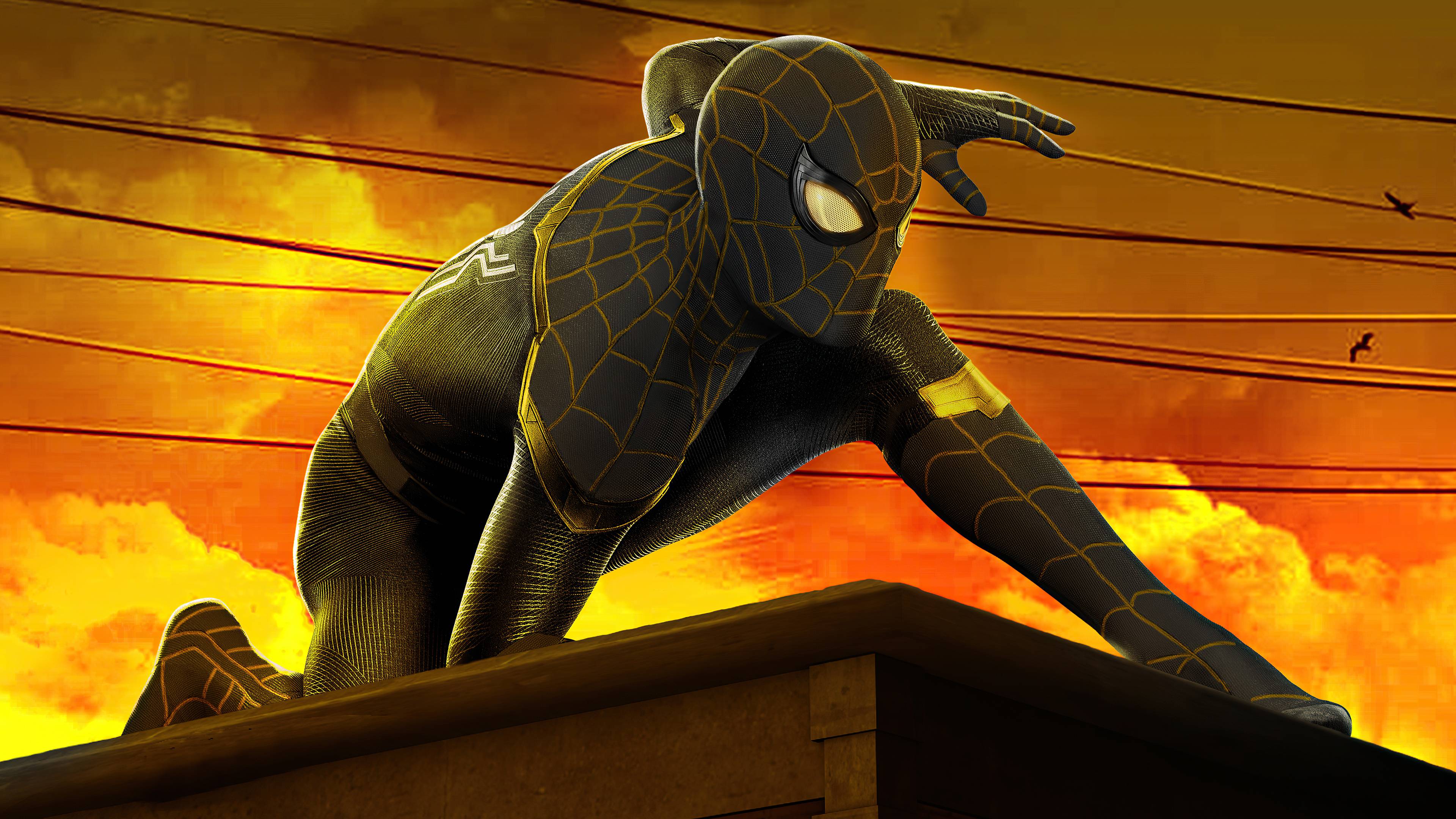 3840x2160 Spider Man: No Way Home 4k Gold And Black Wallpaper, HD Superheroes 4K Wallpaper, Image, Photo And Background