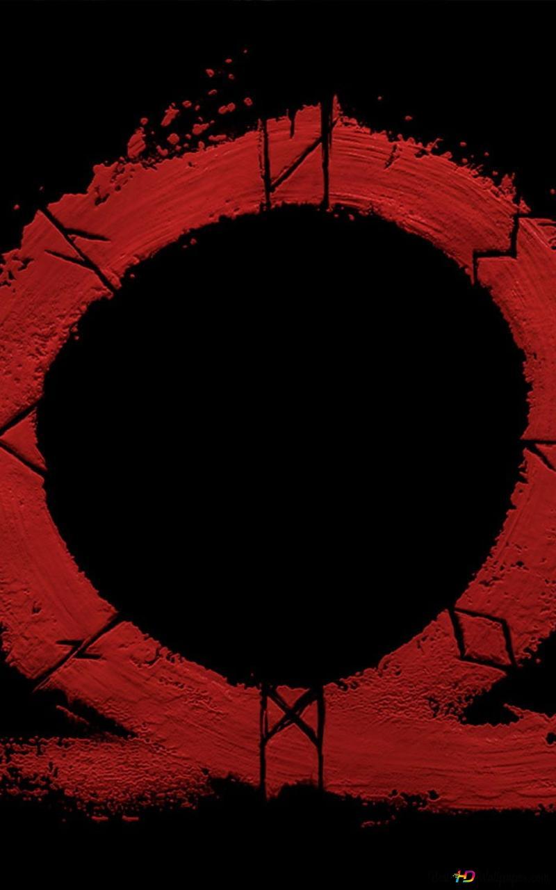 800x1280 Round red and black logo god of War 2K wallpaper download