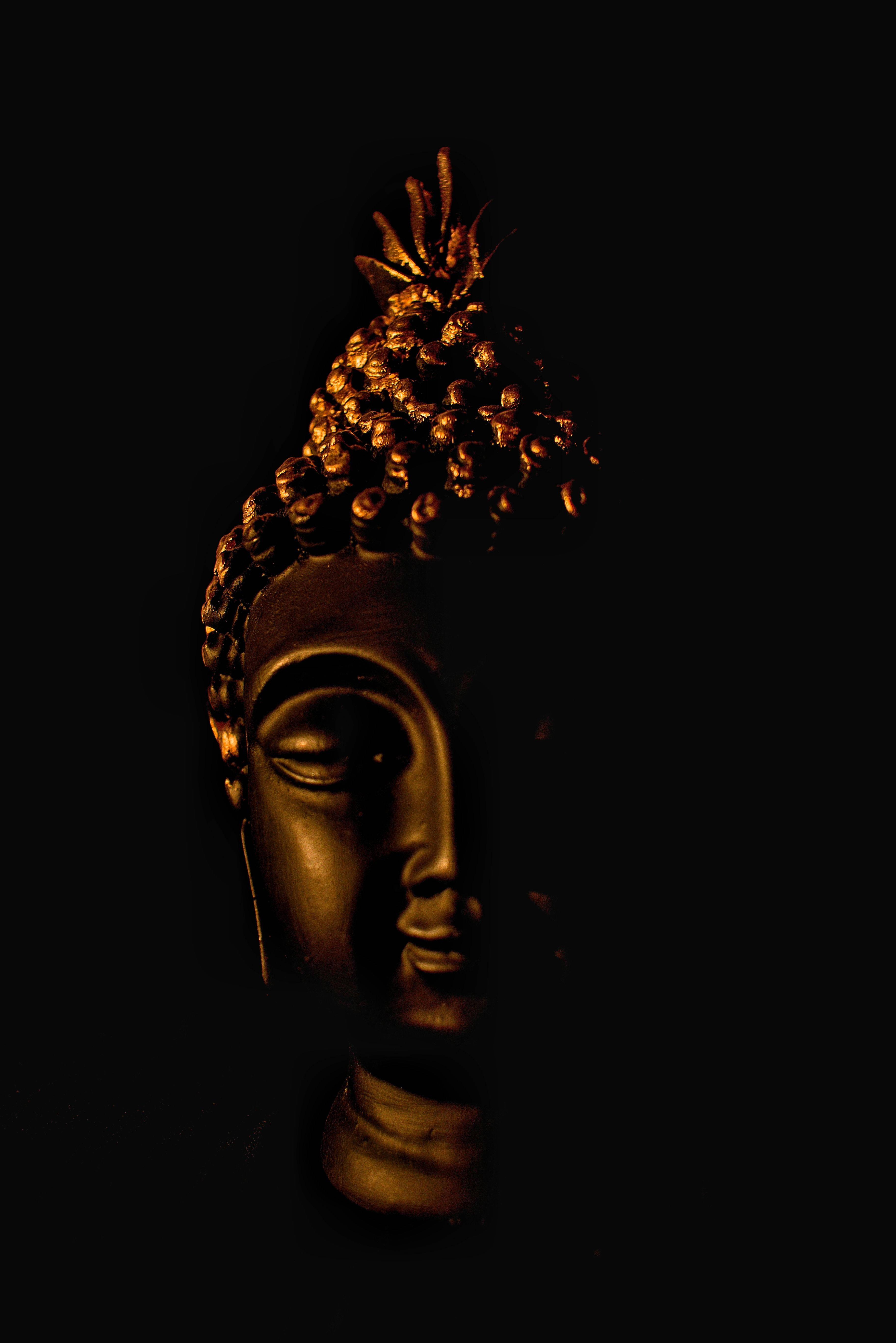 3653x5473 Download Black Buddha Golden Light Wallpaper