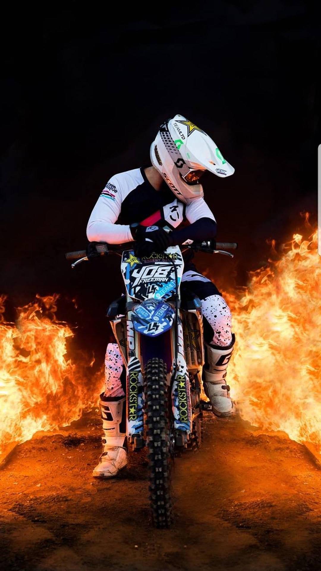 1080x1920 Download Dirt Bike Flames Wallpaper