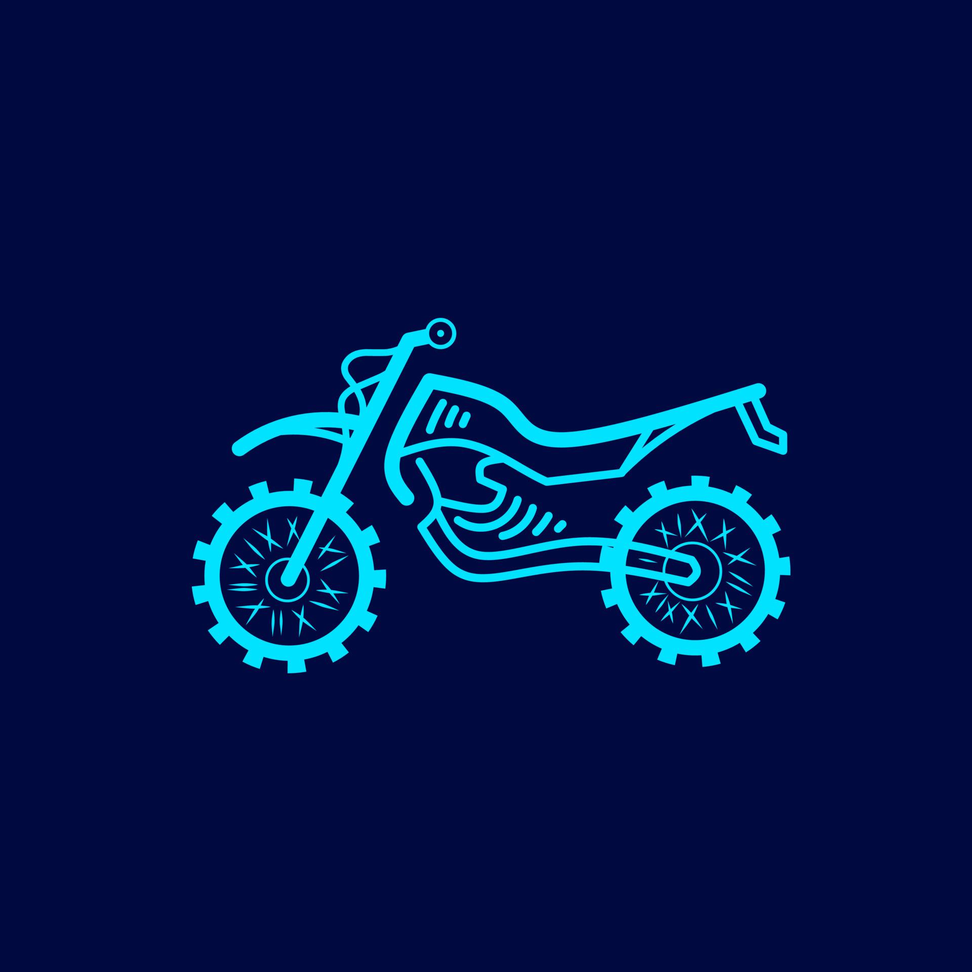 1920x1920 Motocross Silhouette Line Pop Art Logo. Colorful Design With Dark Background. Abstract Vector Illustration. Isolated Black Background For T Shirt, Poster, Clothing, Merch, Apparel, Badge Design