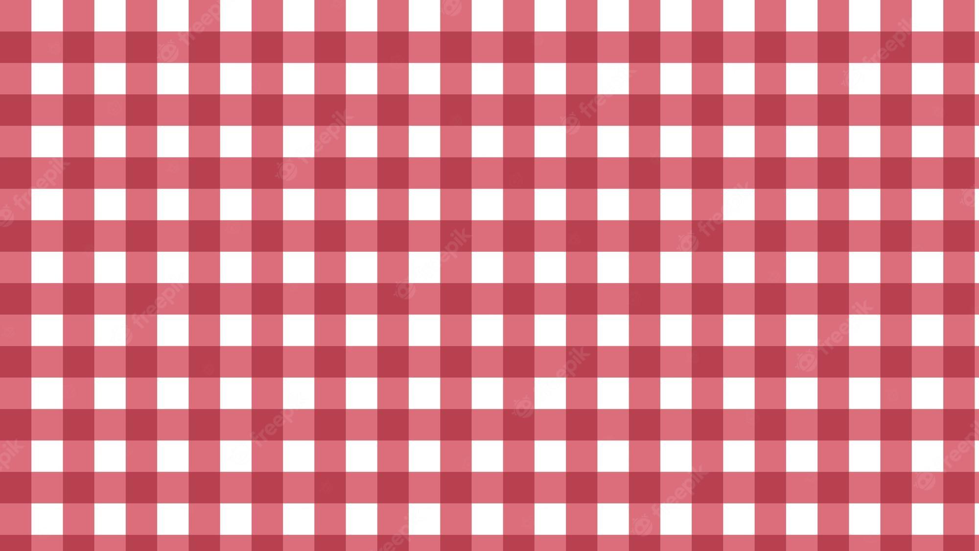 2000x1125 Premium Vector. Aesthetic cute red gingham checkerboard plaid tartan pattern background illustration wallpaper