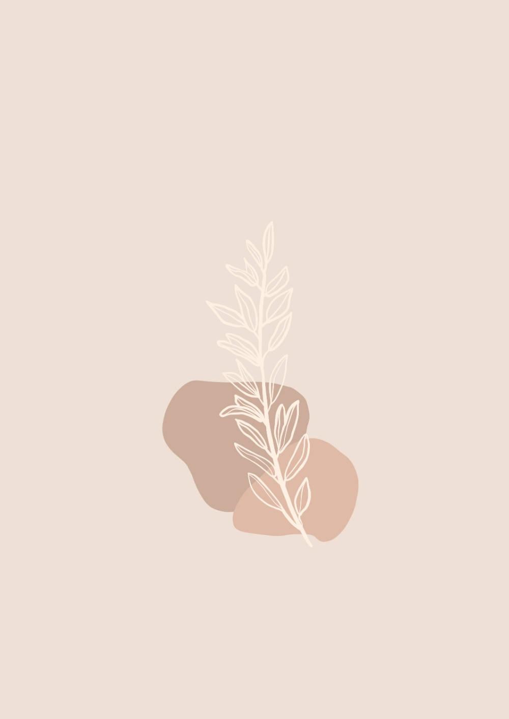 1000x1414 Download Boho Aesthetic Minimalist Leaves Outline Wallpaper