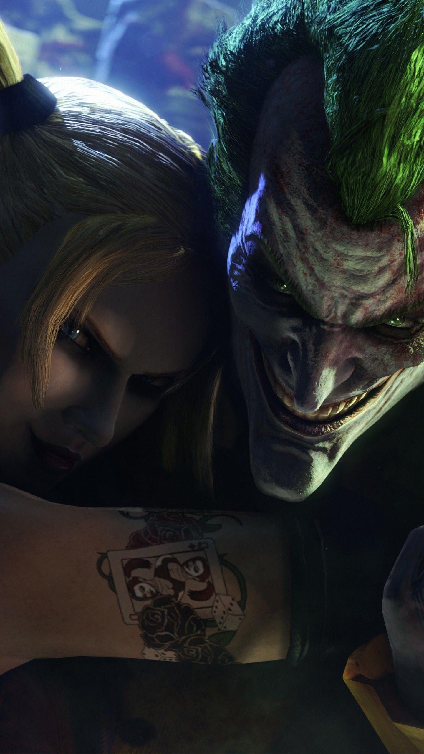 1440x2560 1440x2560 Wallpaper batman, arkham city, joker, harley