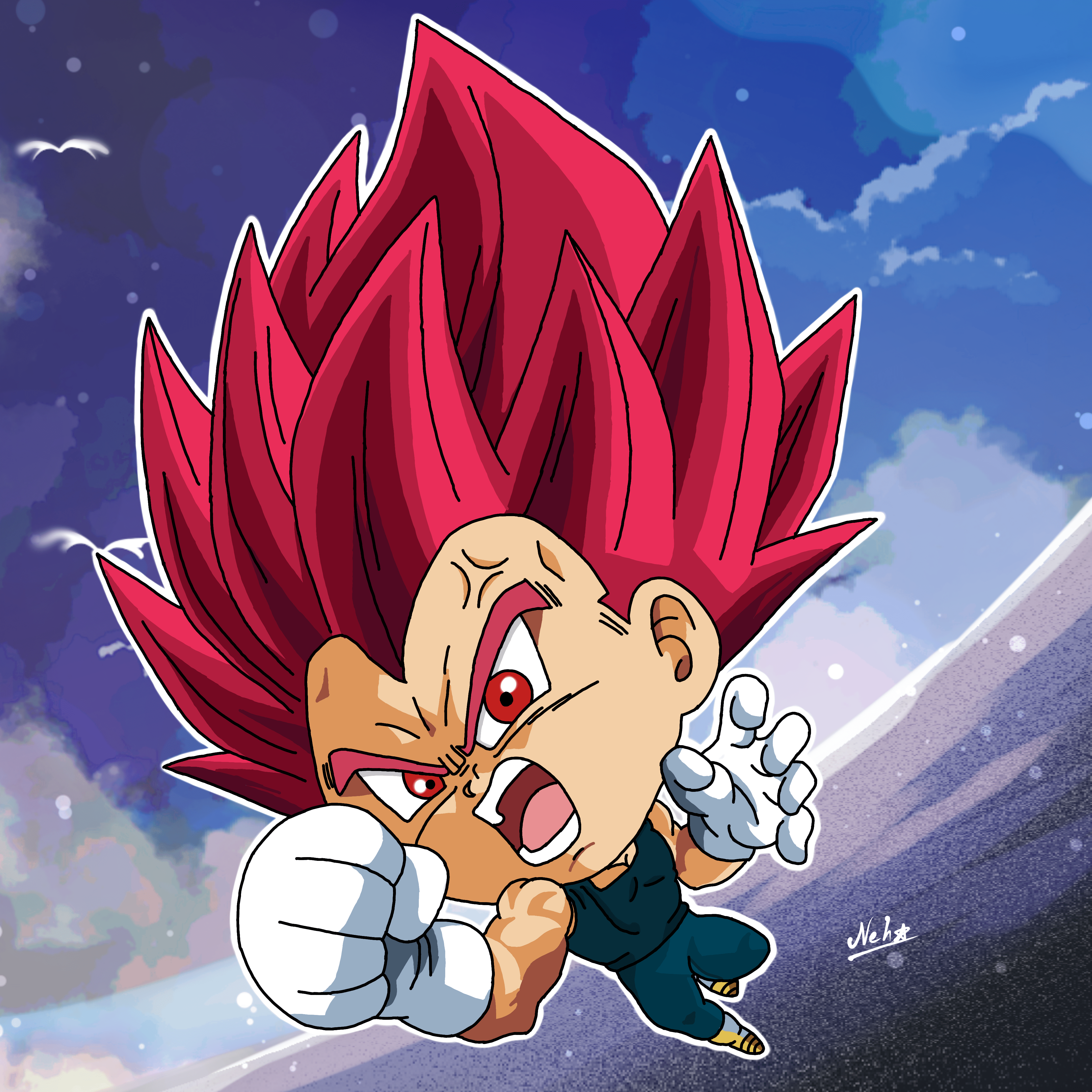 4096x4096 Chibi Dragon Ball Super Vegeta and illustration by me!