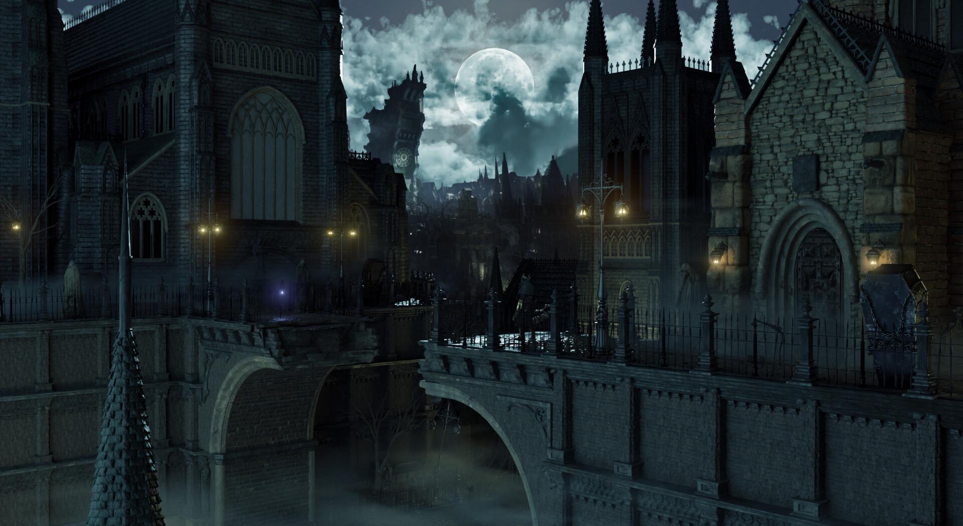 1920x1049 Yharnam night