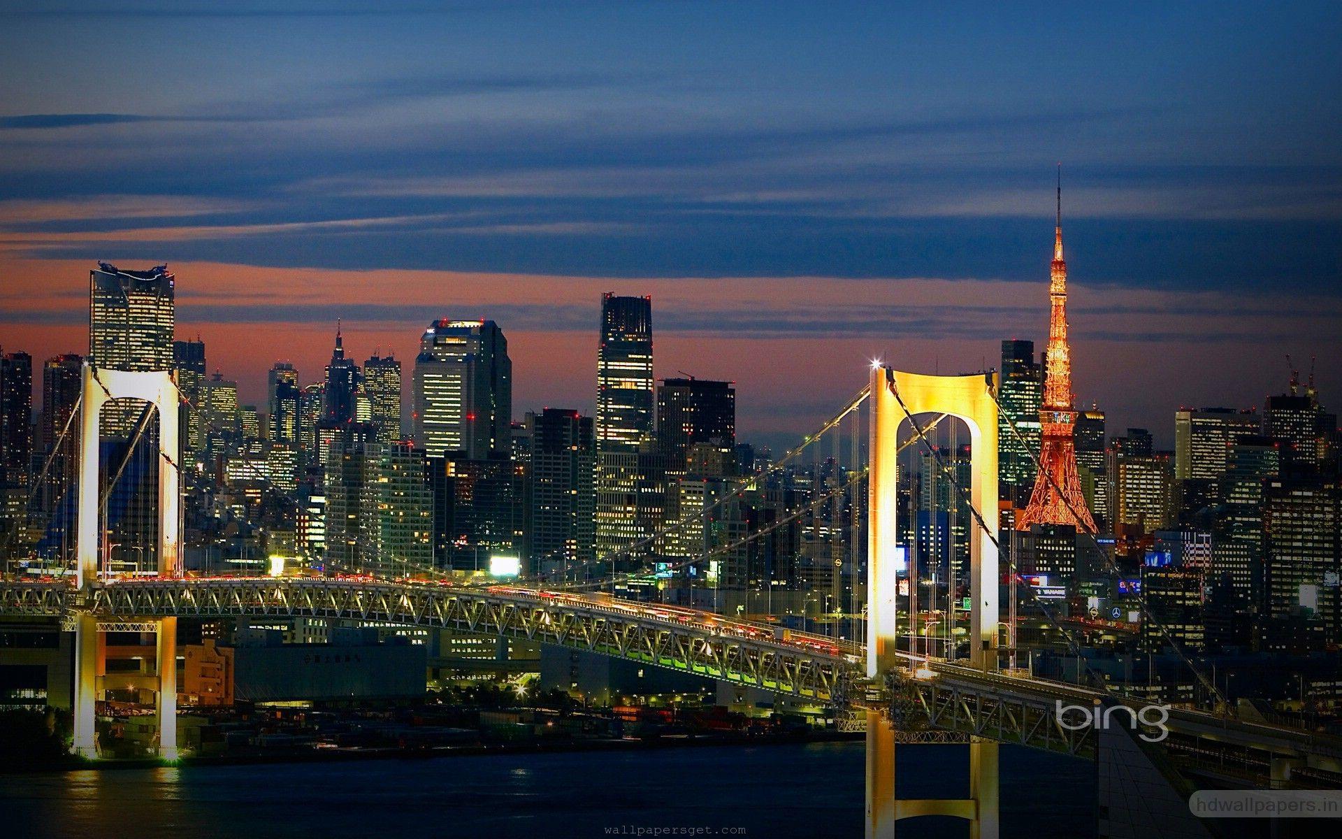 1920x1200 Tokyo Bridge Japan City Night Lights wallpaper. Places to Visit