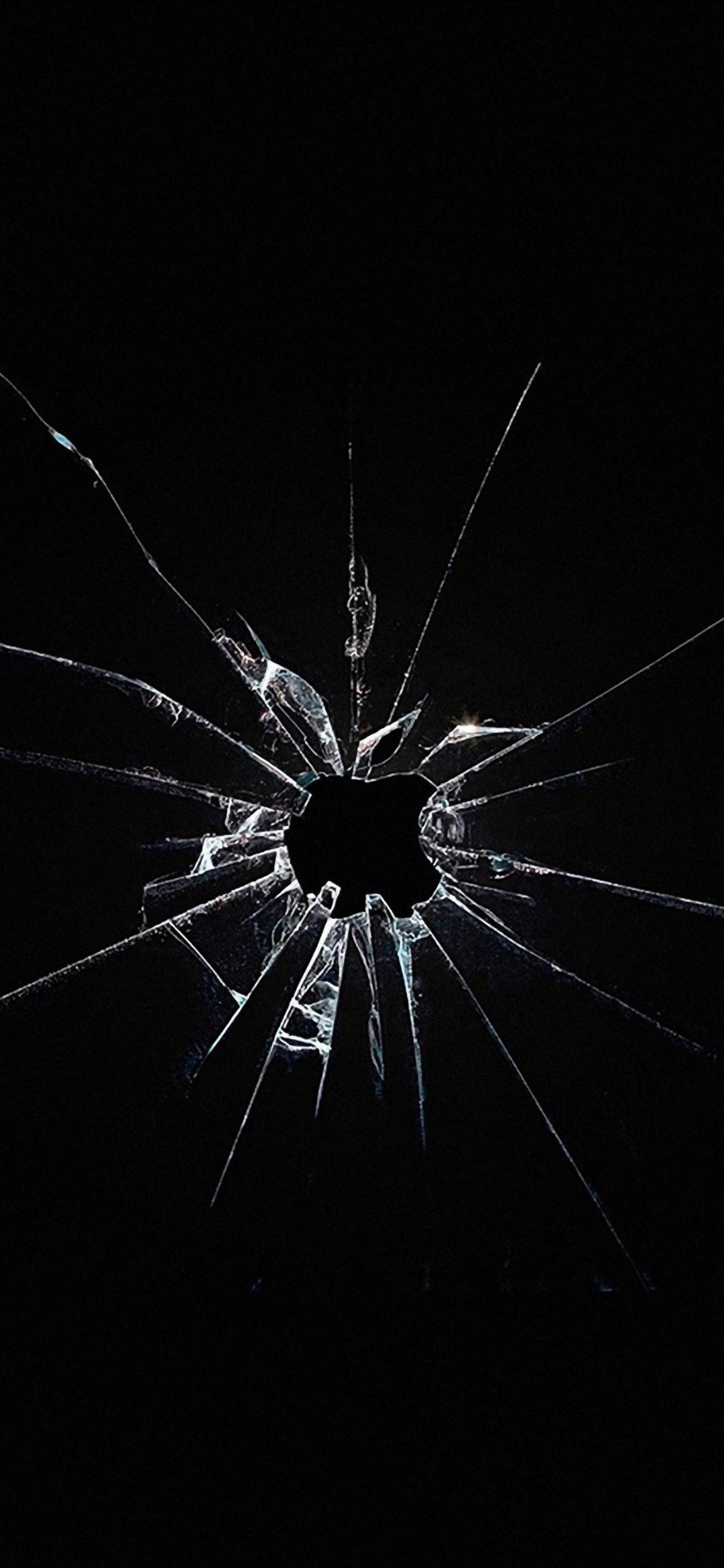1080x2340 Apple Logo Window Dark Broken iPhone