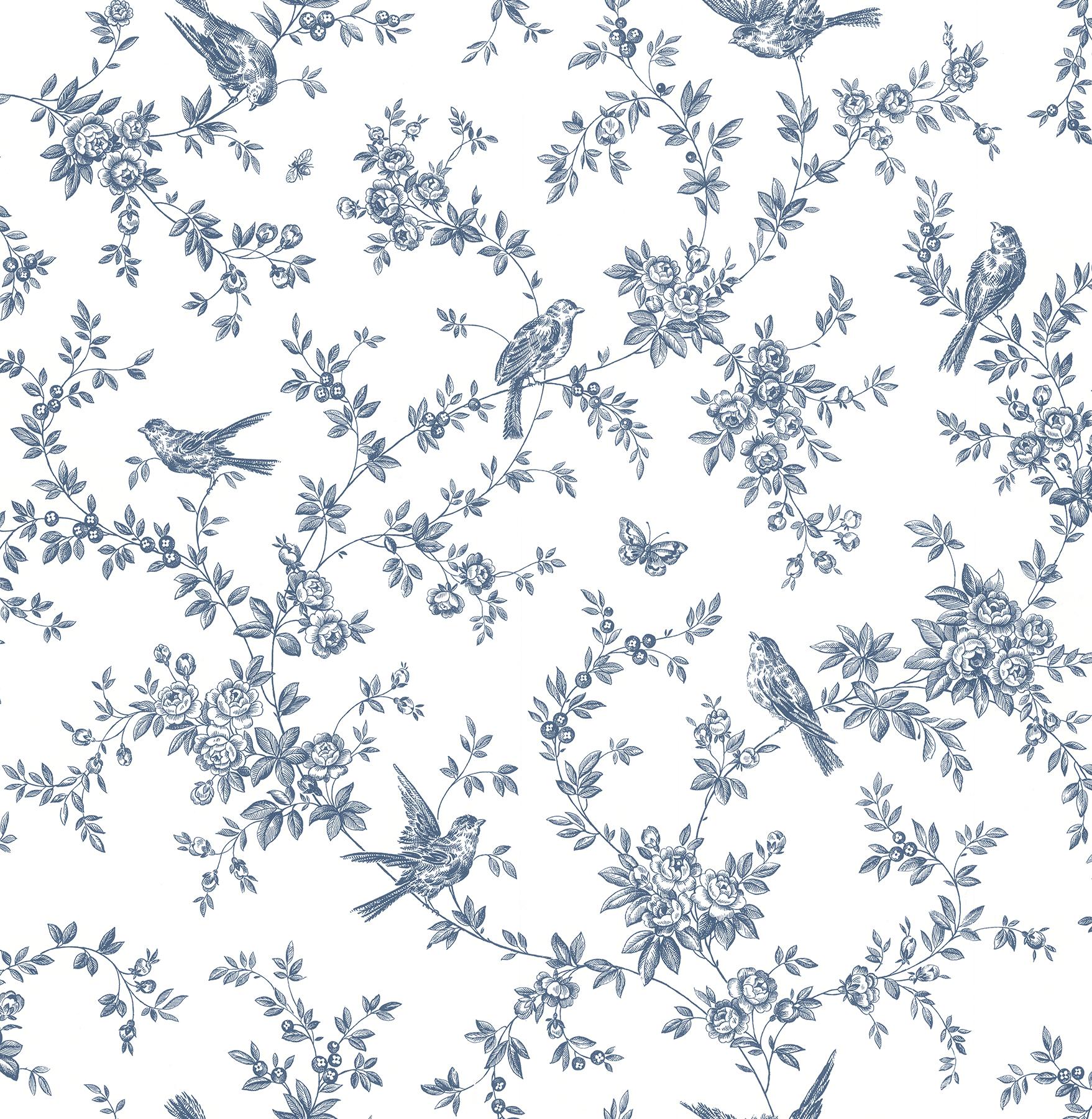 1757x1800 KItchen & Bath Essentials By Brewster 2766 003519 Cassandra Navy Floral Trails Wallpaper Savvy Decorator