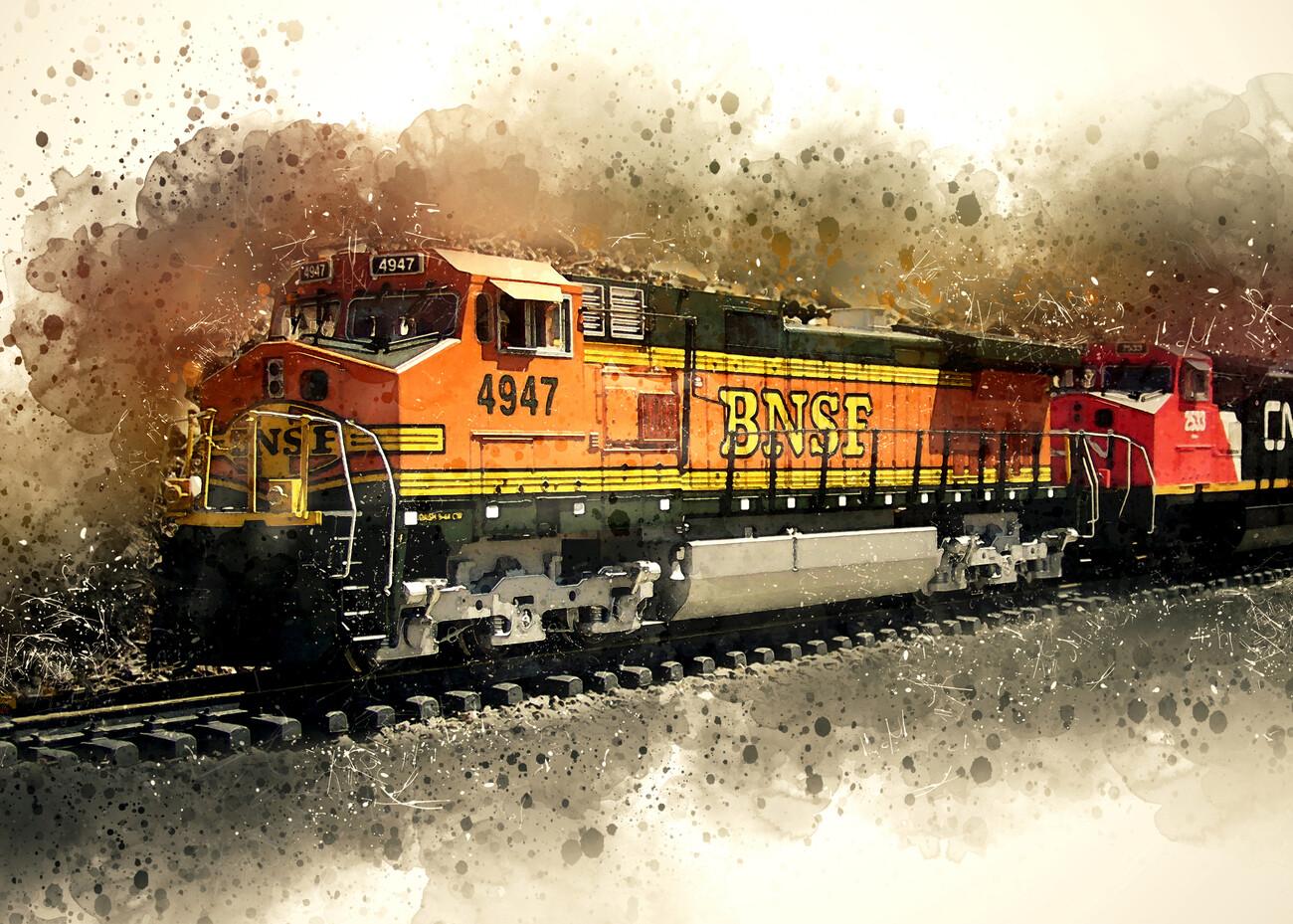 1300x929 Wall Art Print. Old Train BNSF