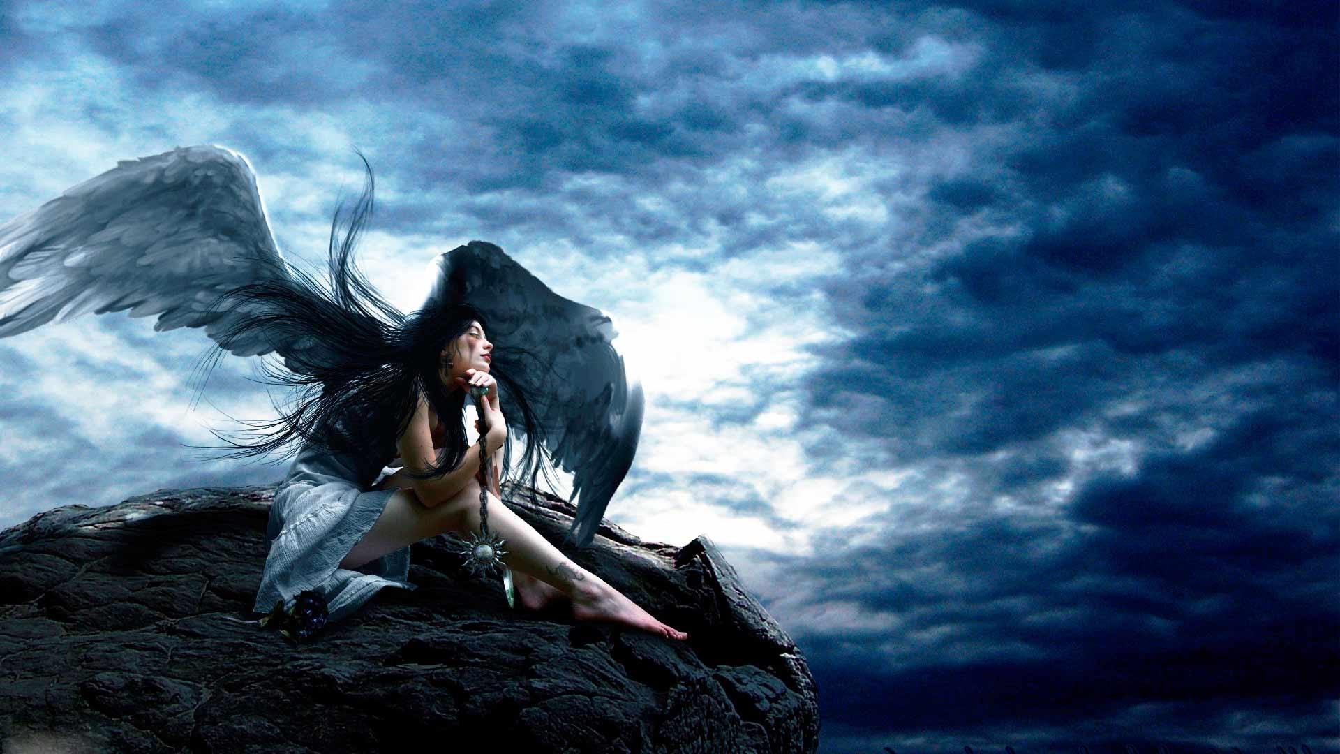 1920x1080 fantasy, Dark, Angel, Women, Mood, Angel Wallpaper HD / Desktop and Mobile Background