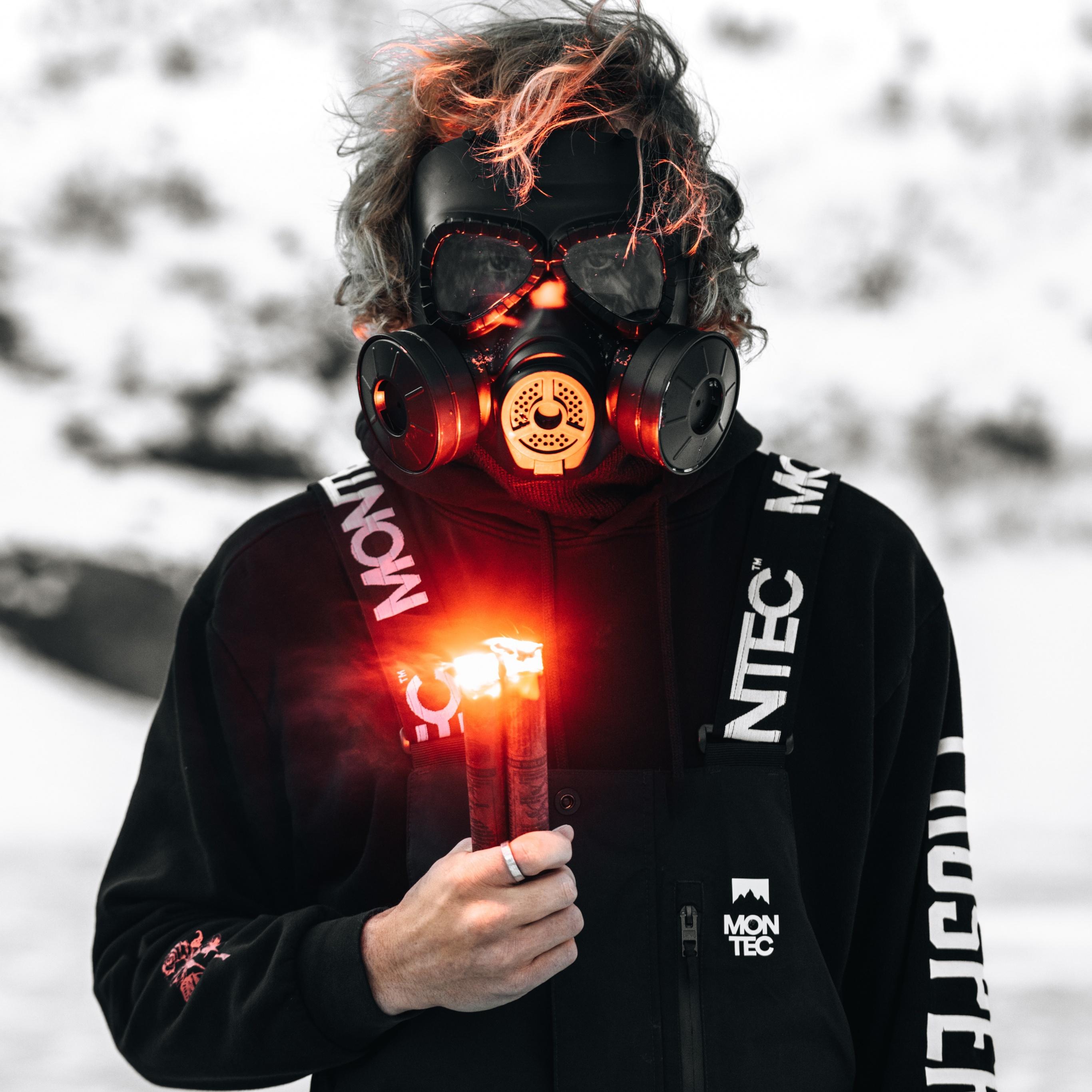 2732x2732 Gas mask Wallpaper 4K, Hoodie, Person, Flare, Photography