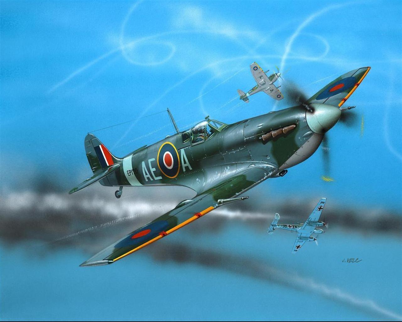 1280x1024 Wallpaper Airplane Painting Art Aviation : 181807. Supermarine spitfire, Aircraft art, Fighter