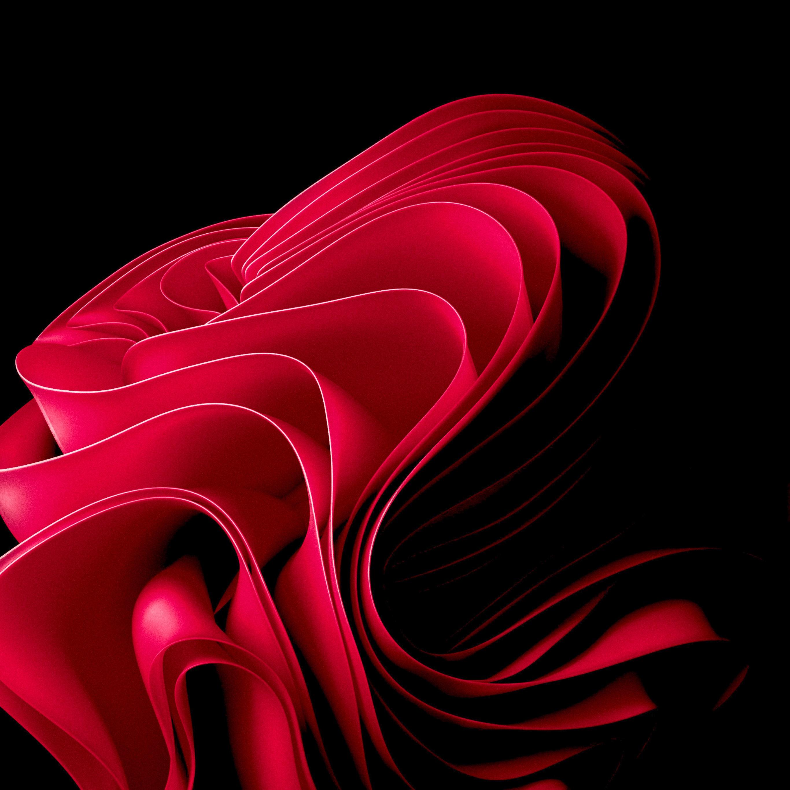 2732x2732 Windows 11 Wallpaper 4K, Stock, Red abstract, Abstract