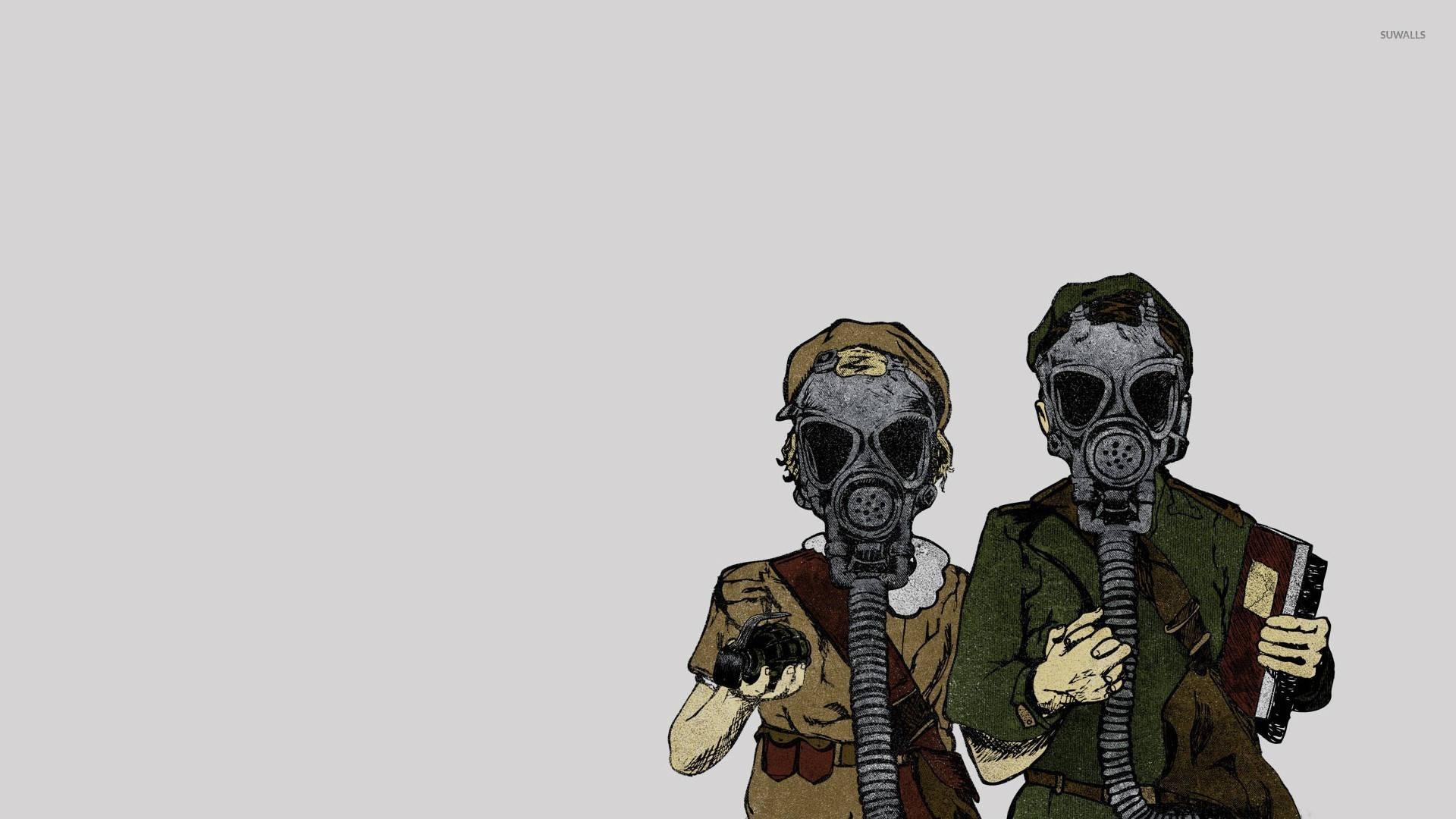 1920x1080 Download Animated Couple In Gas Mask Wallpaper