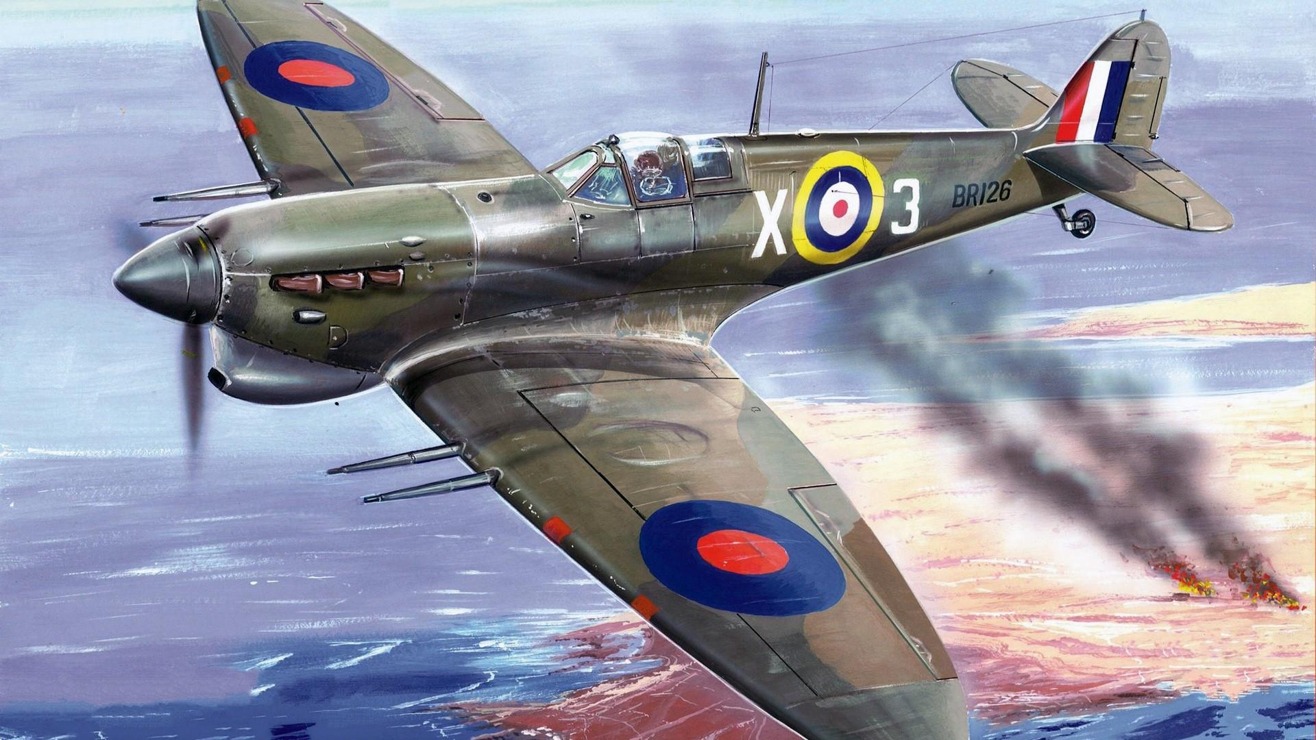 1920x1080 Wallpaper / spitfire, aircraft, vehicle, artwork, military aircraft free download