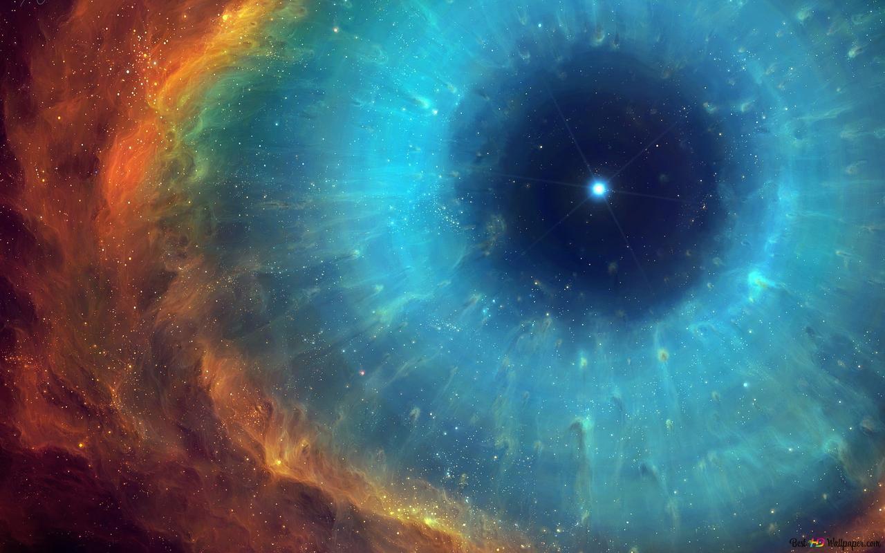 1280x800 Blue, red, and, blue universe, eyes, nebula 2K wallpaper download