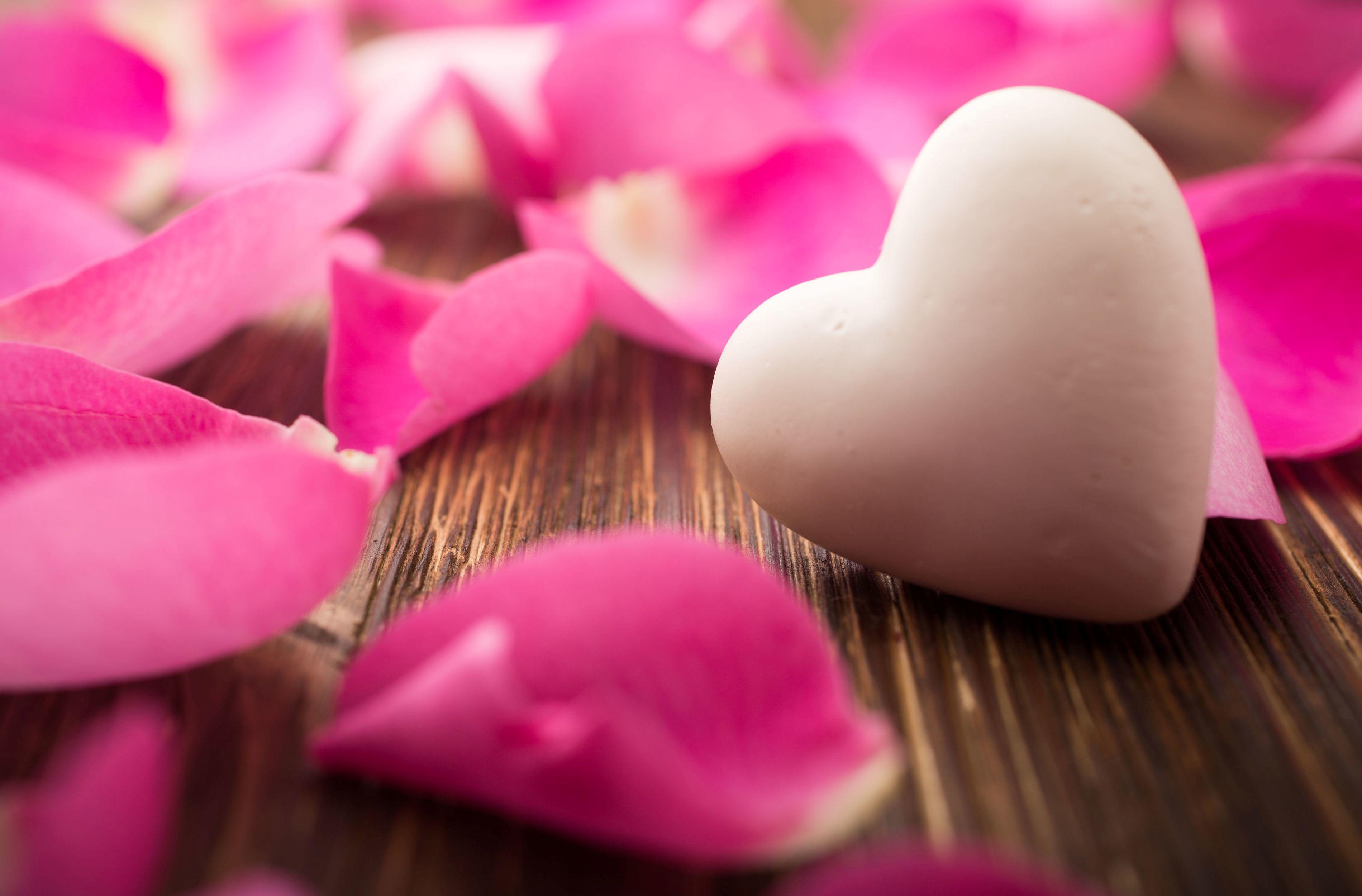 3800x2500 Pink, 4K, Love Heart, Rose Petals Gallery HD Wallpaper