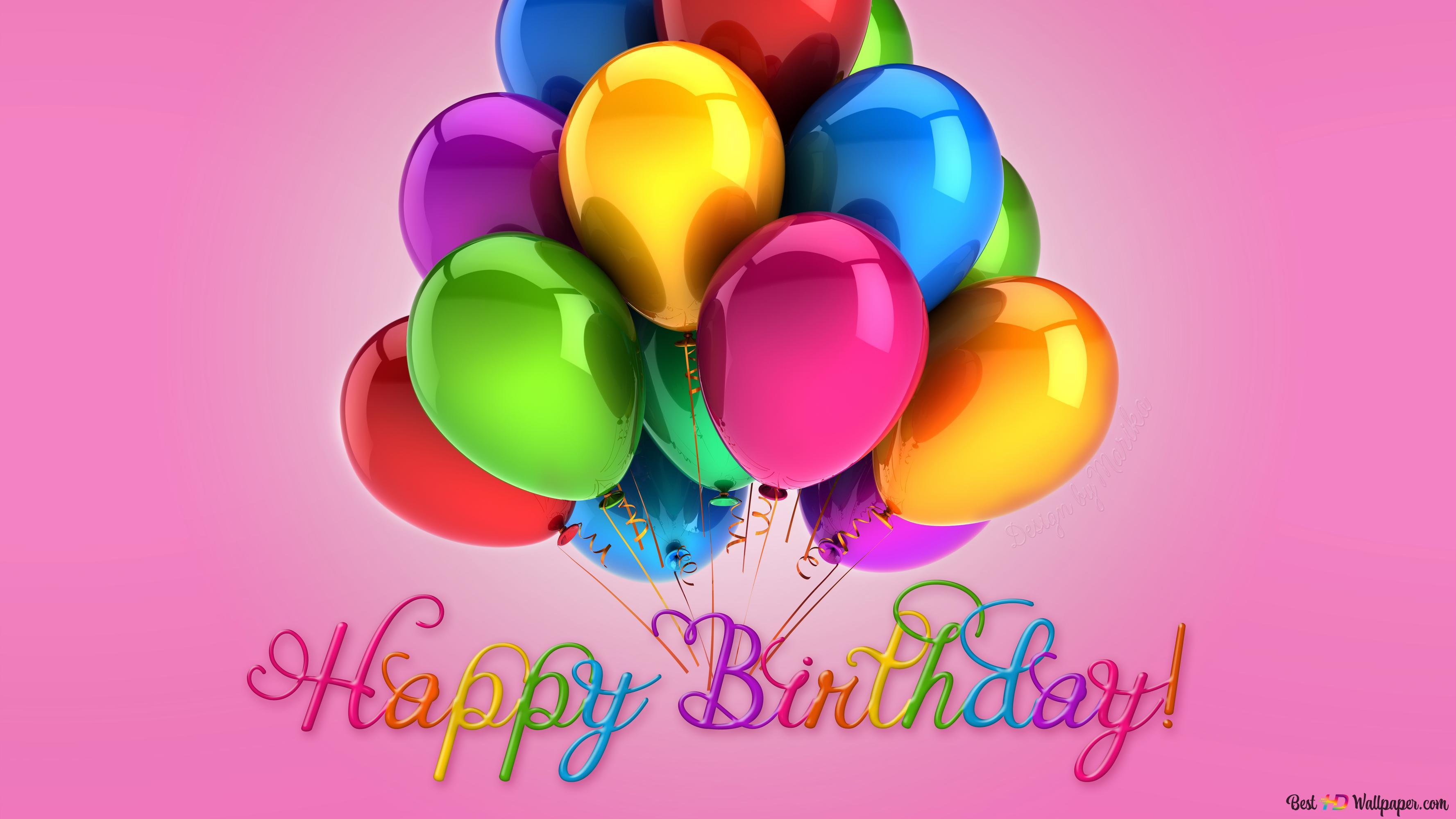 3554x1999 Happy Birthday Balloons 4K wallpaper download