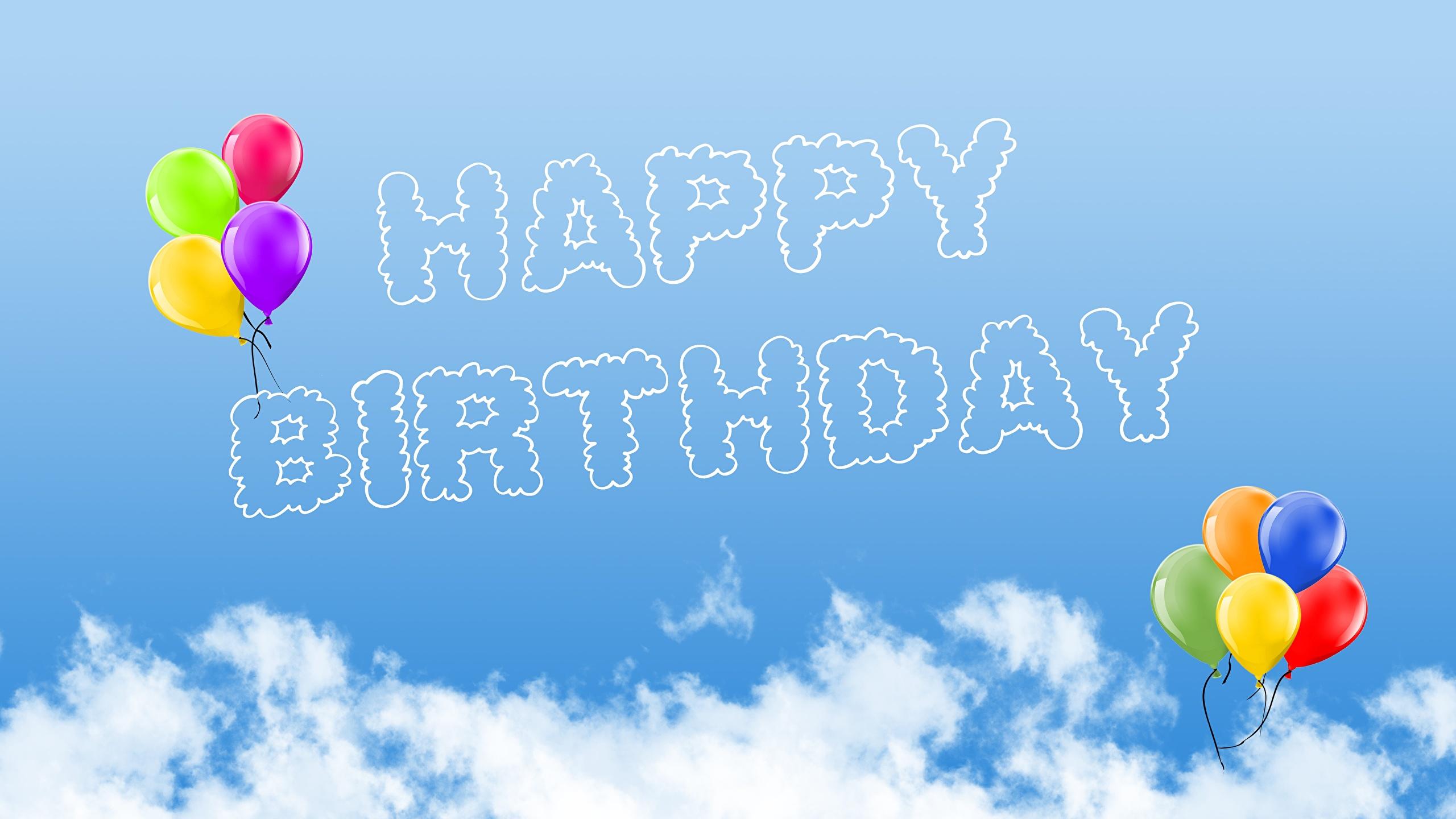 2560x1440 Desktop Wallpaper Birthday English Toy balloon Sky Clouds 2560x1440