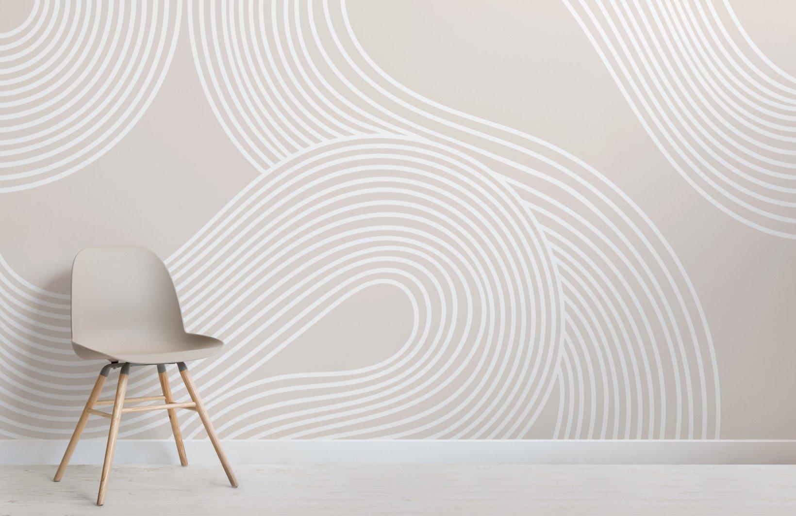 1640x1064 Neutral Color Curvy Lines Modern Zen Wallpaper Mural