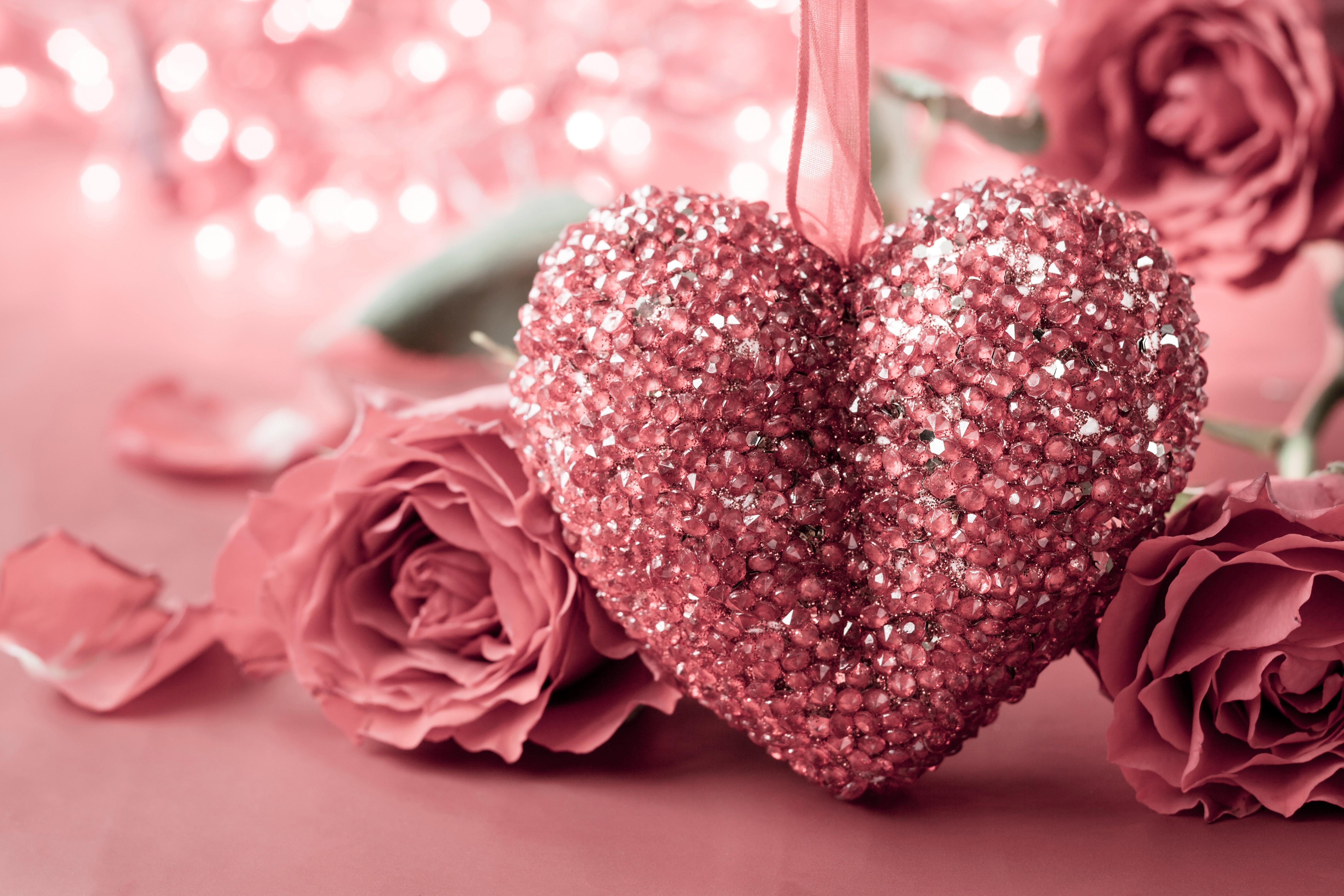 5616x3744 4K, 5K, Valentine's Day, Roses, Heart Gallery HD Wallpaper