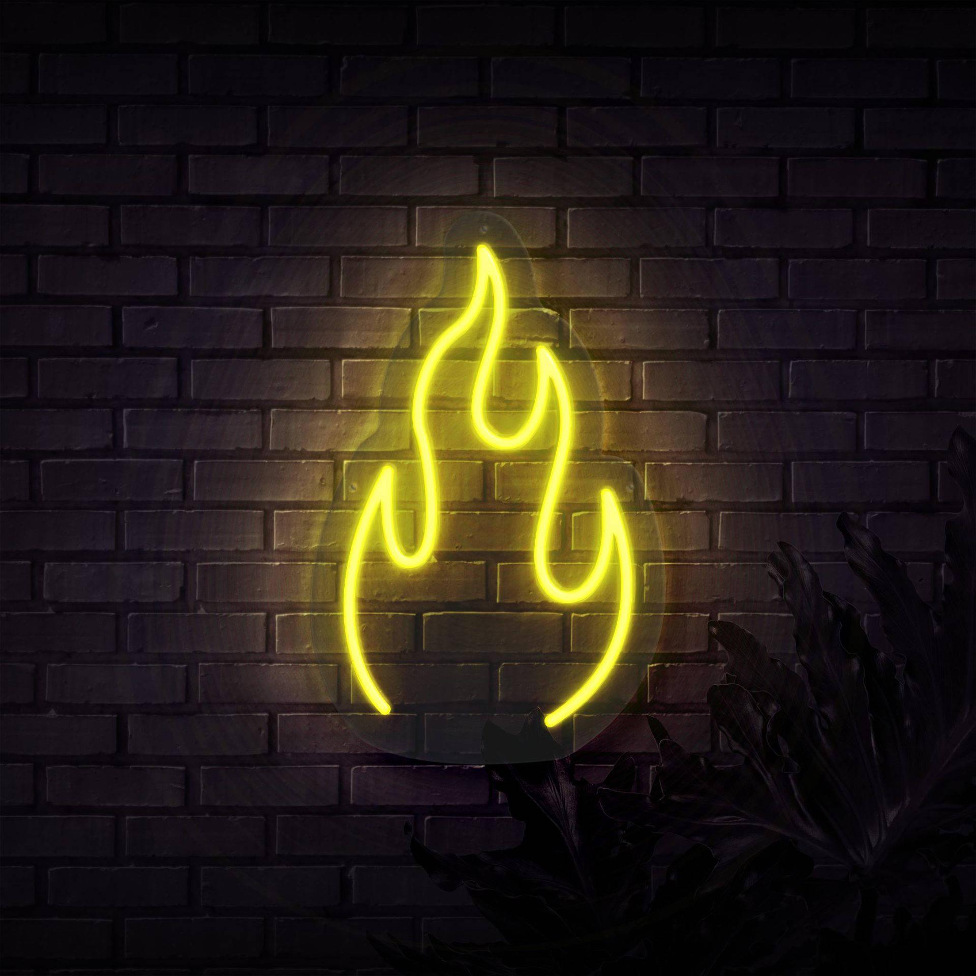1920x1920 Download Neon Yellow Fire On Wall Wallpaper