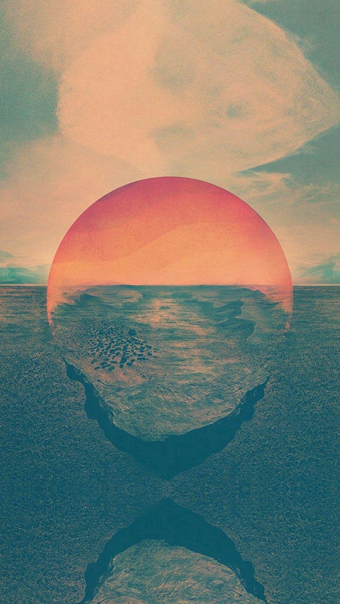 1080x1920 Tycho Art Sunset Green Red Art Retro #iPhone #wallpaper. iPhone