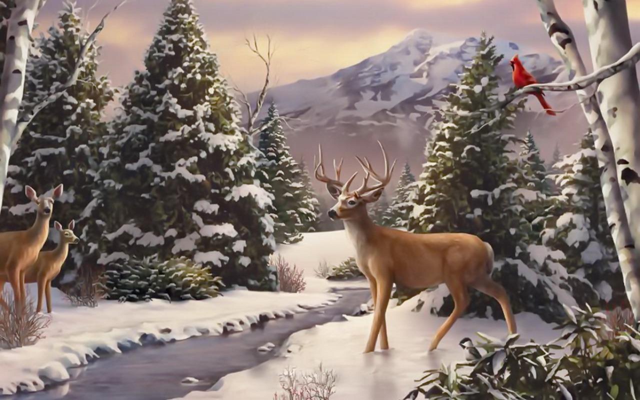 1280x800 Free download Winter Trees Deer Creek Bird wallpaper Winter Trees Deer Creek Bird [1280x800] for your Desktop, Mobile & Tablet. Explore Wallpaper Murals Snowy Elk. Snowy Mountain Wallpaper, Snowy