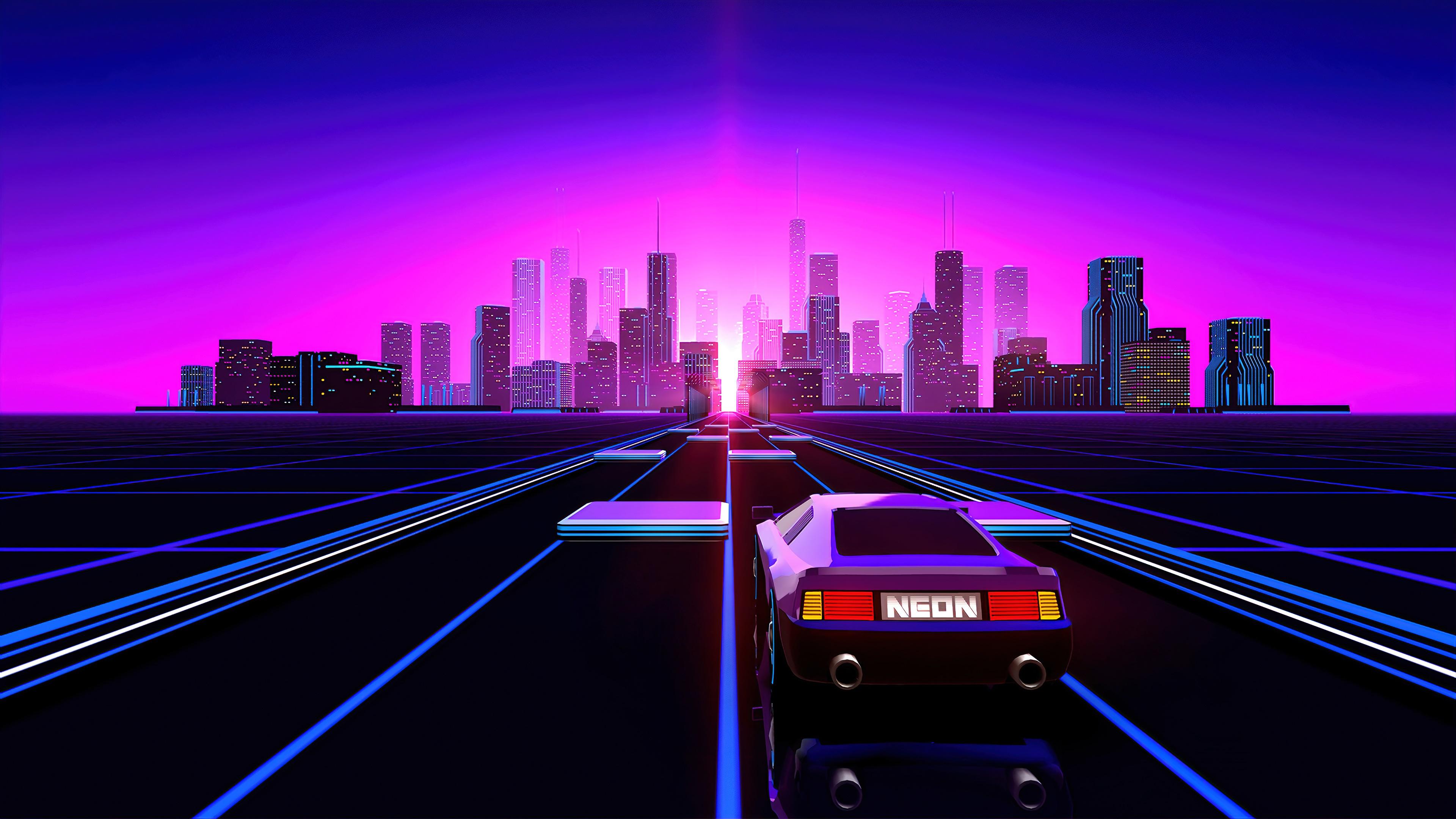 3840x2160 wallpaper, outrun, city, synthwave, retrowave, 4k, HD Gallery HD Wallpaper
