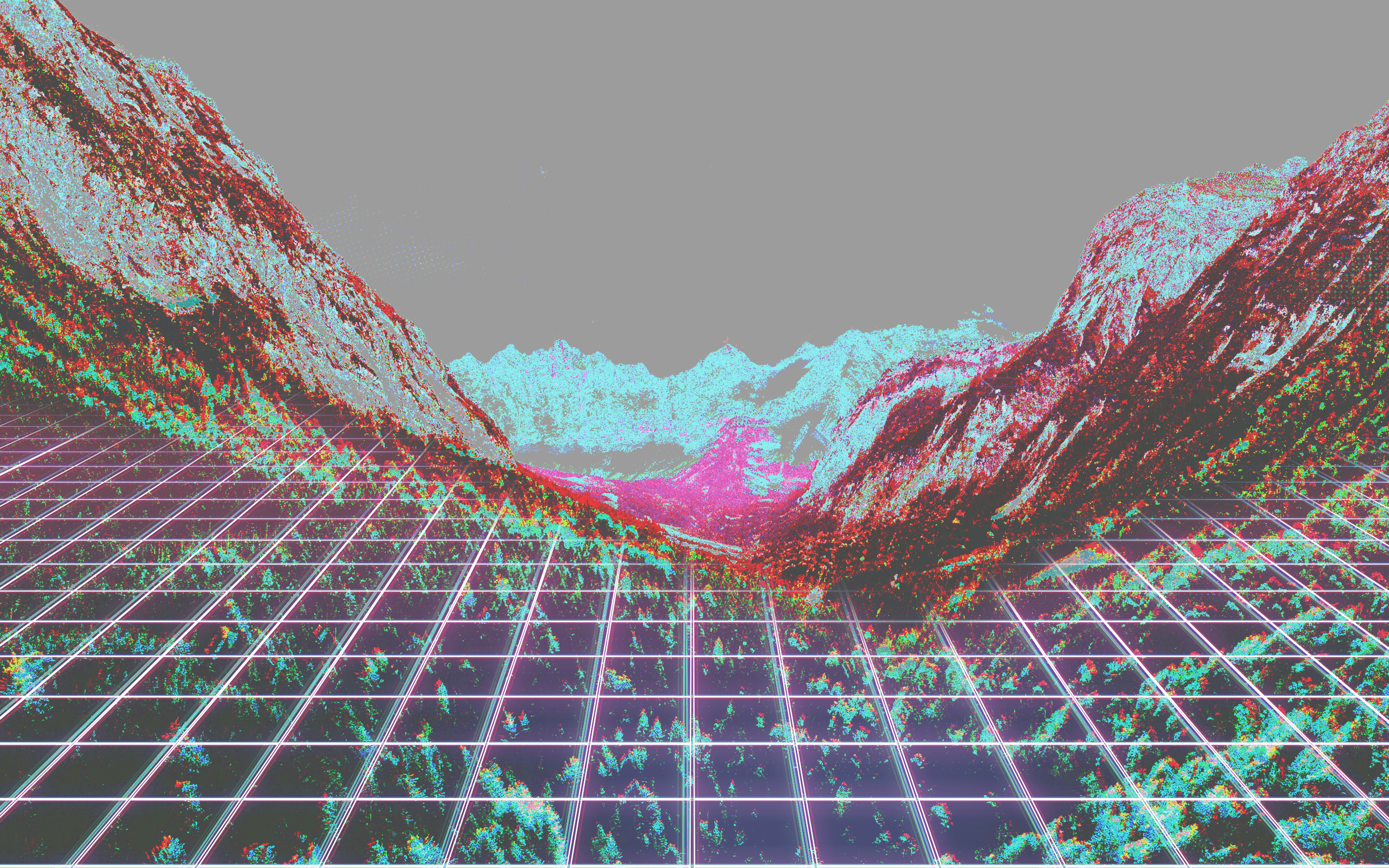 2880x1800 grid, cyber, digital art, digital, mountain top, Tron Gallery HD Wallpaper