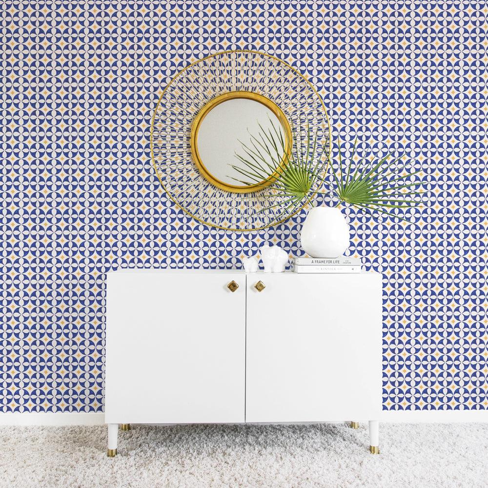 1000x1000 Blue tile removable wallpaper. for bathroom interior