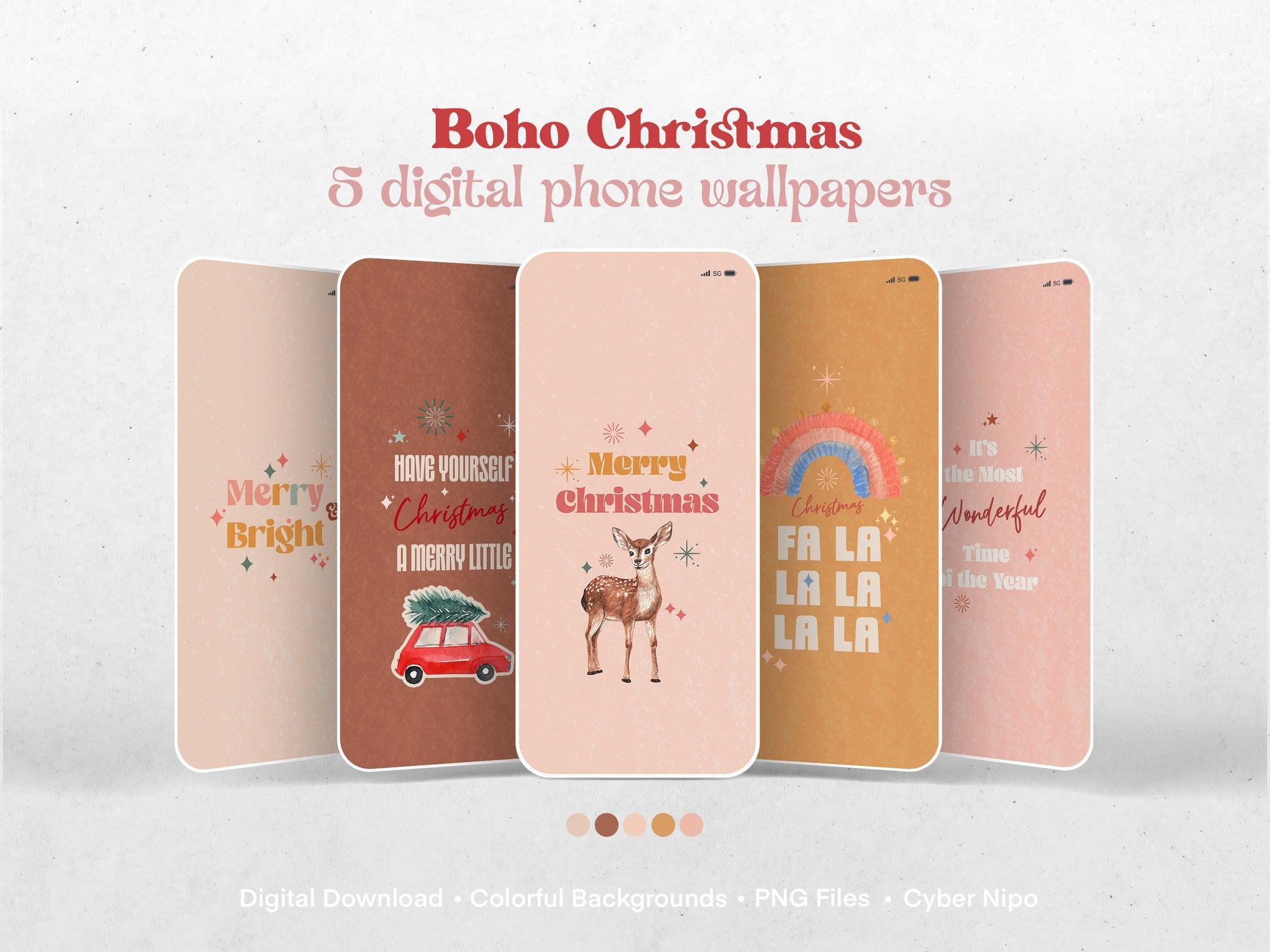 1946x1459 Boho Aesthetic Christmas Digital Wallpaper, iPhone & Android Bundle