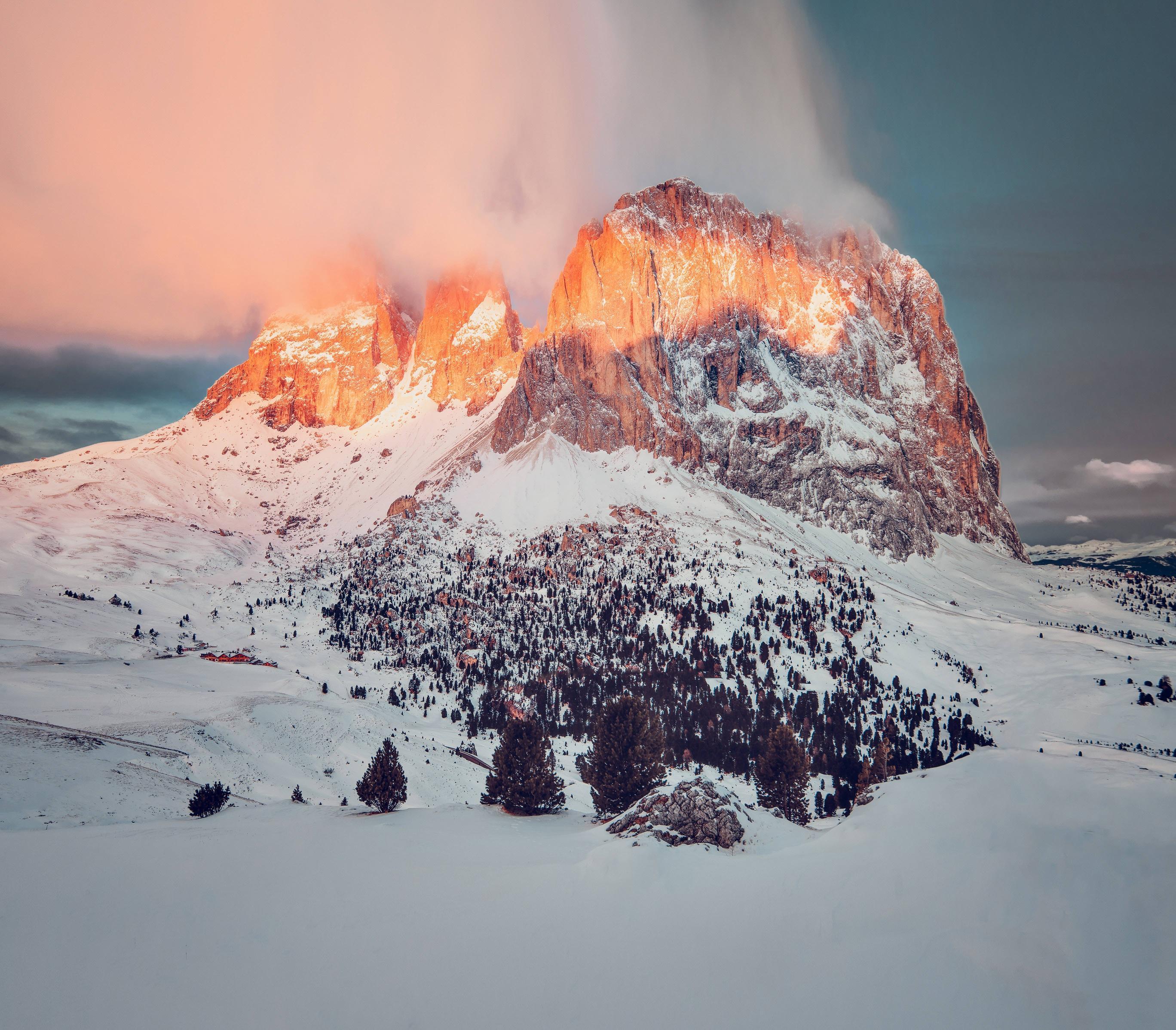 2736x2396 Big Rock Mountain Covered In Snow 5k Laptop HD HD 4k Wallpaper, Image, Background, Photo and Picture
