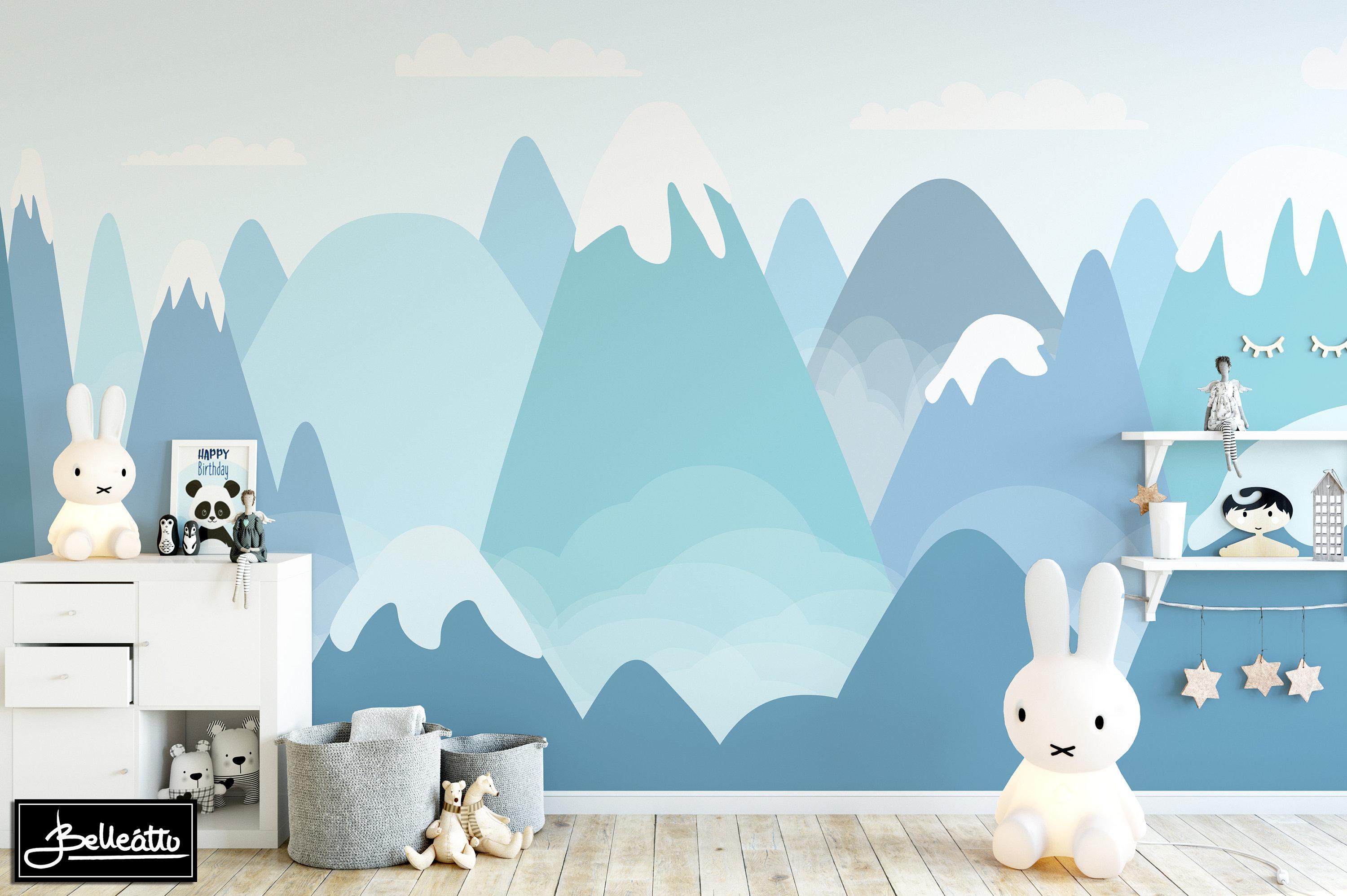 3000x1996 Rocky Mountains Wall Decal Snow Wallpaper Nursery Baby Room