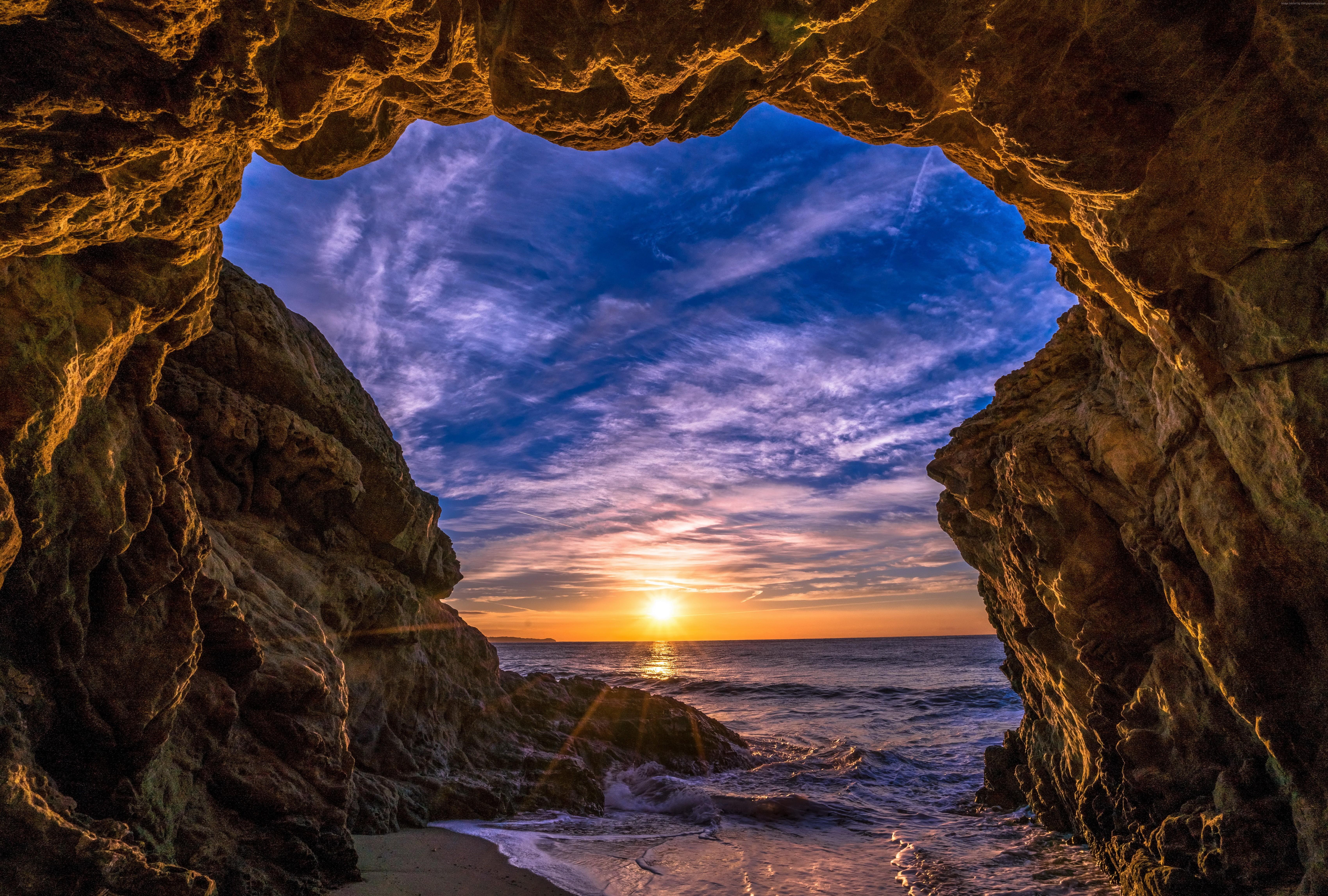 6800x4590 coast, 5K, ocean, beach, Malibu, sky, sunset, California Gallery HD Wallpaper