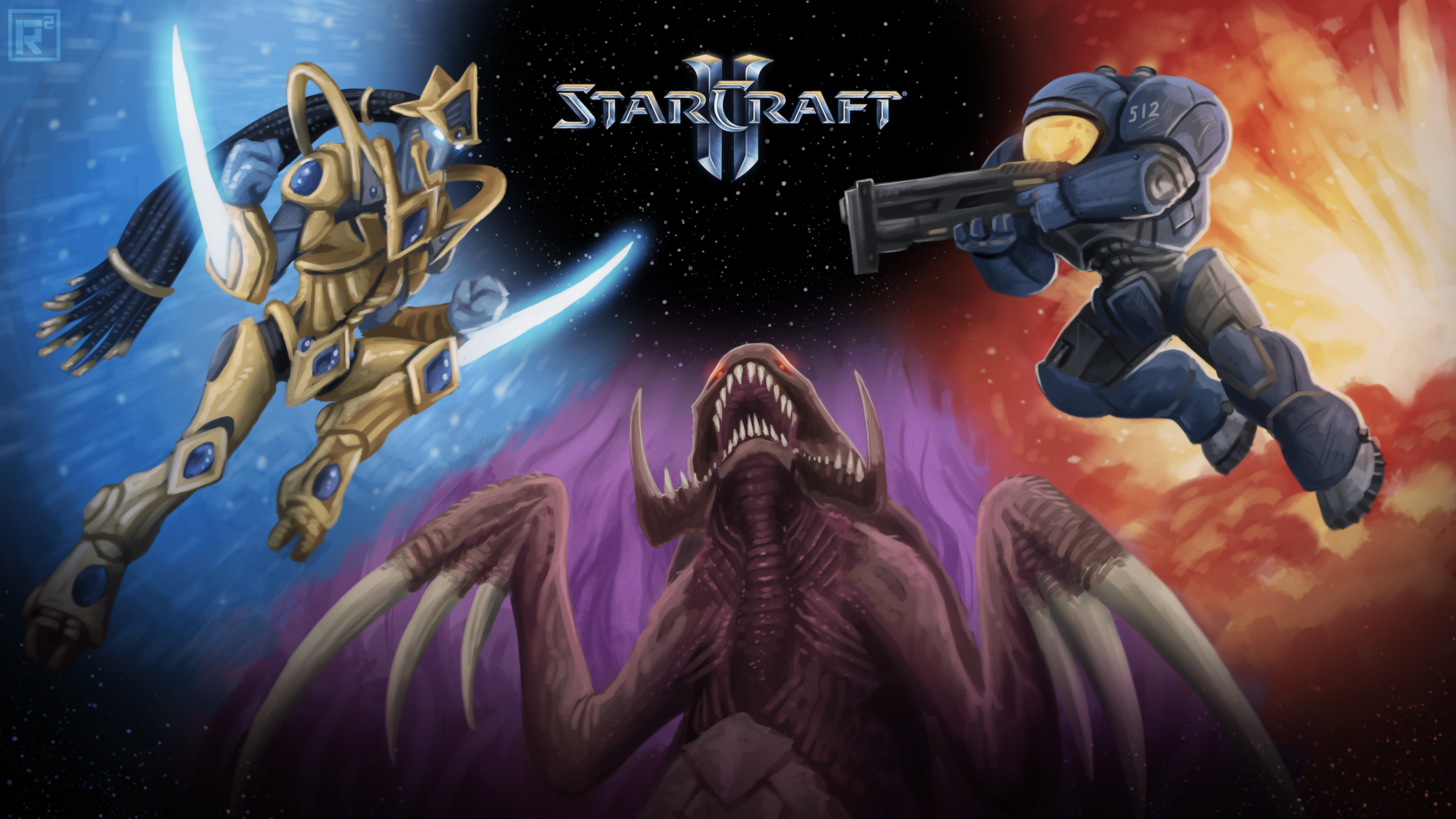 4608x2592 StarCraft Wallpaper (Zerg, Protoss, Terran)(By Rsquared)
